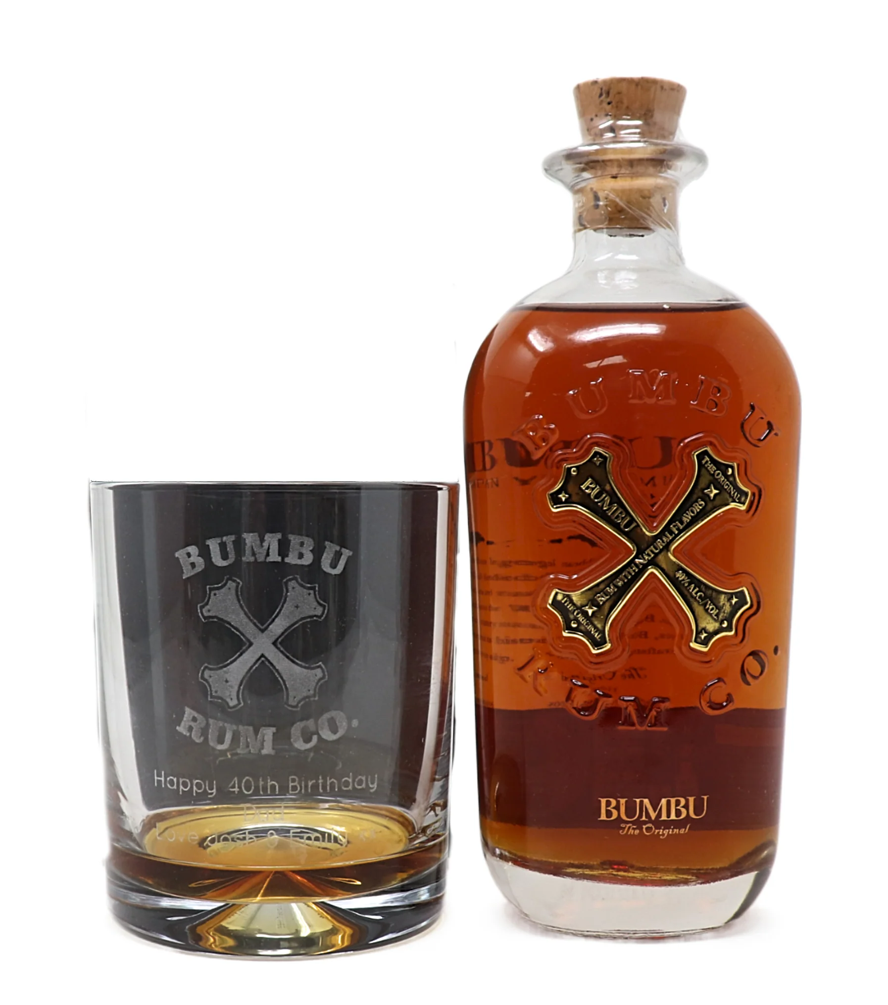 Personalised Glass Tumbler & 35cl Rum - Bumbu Design - Image 5
