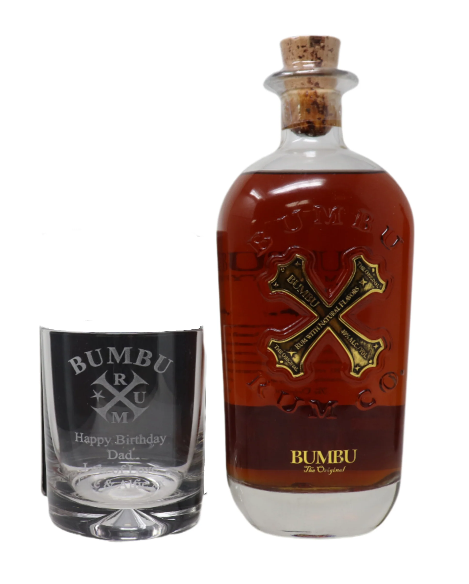 Personalised Glass Tumbler & 70cl Bumbu - Bumbu Rum Design - Image 6