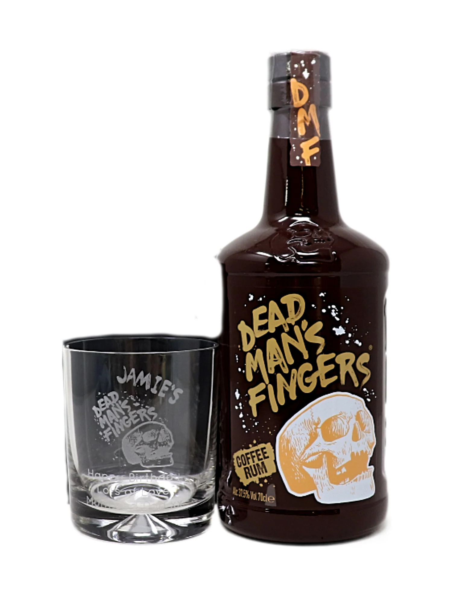 Personalised Glass Tumbler & 70cl Rum - Dead Man's Fingers Design - Image 11