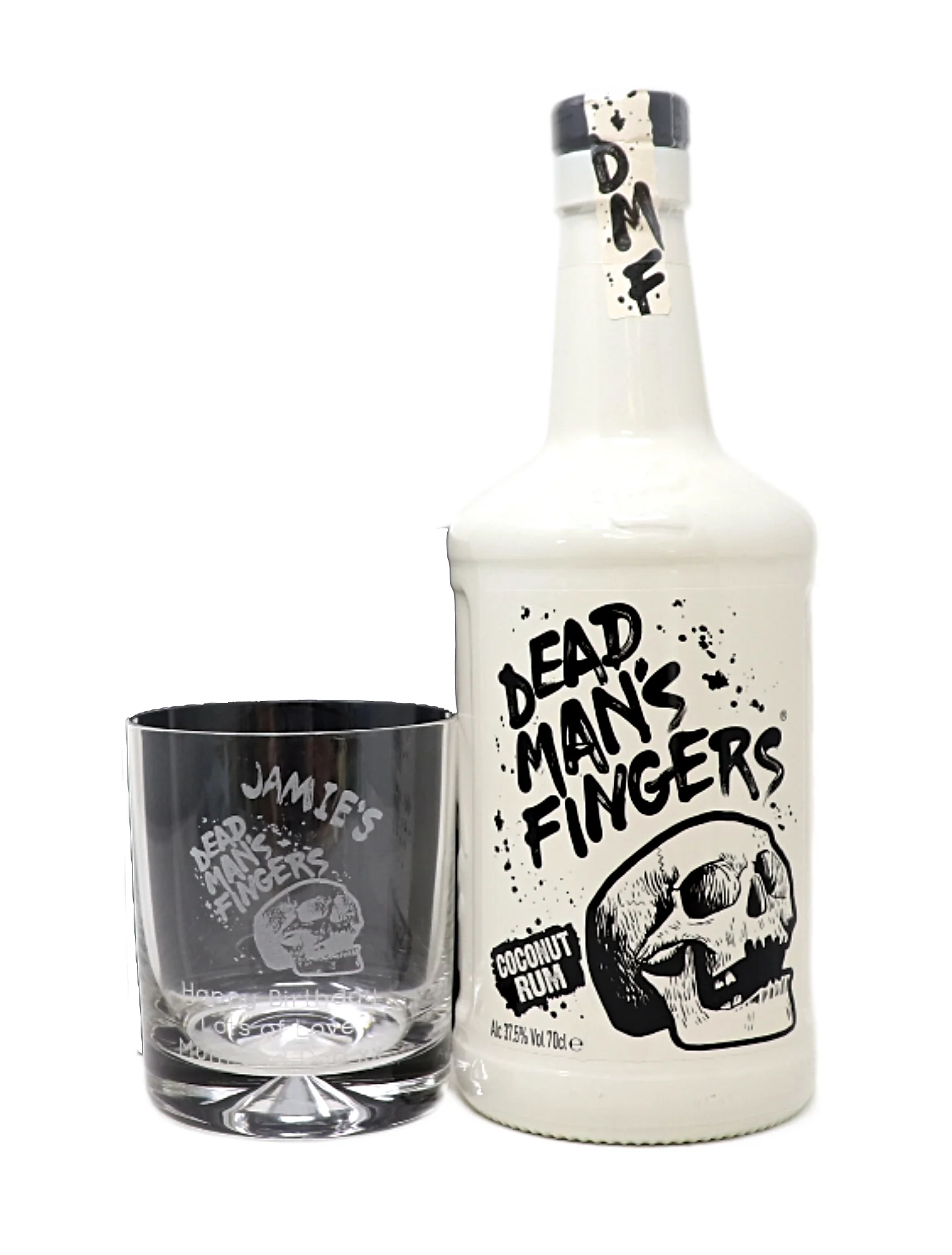 Personalised Glass Tumbler & 70cl Rum - Dead Man's Fingers Design - Image 12