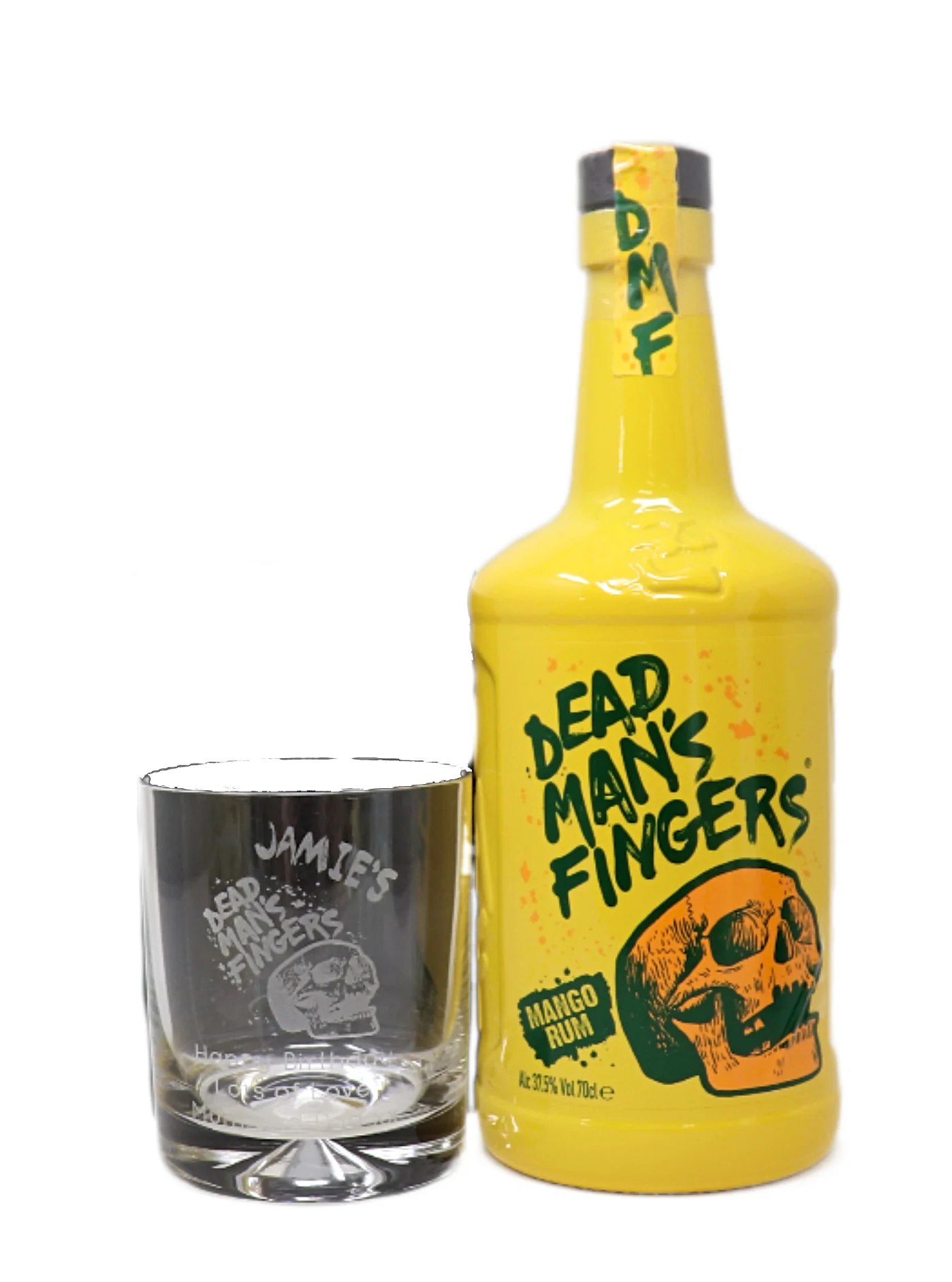 Personalised Glass Tumbler & 70cl Rum - Dead Man's Fingers Design - Image 13