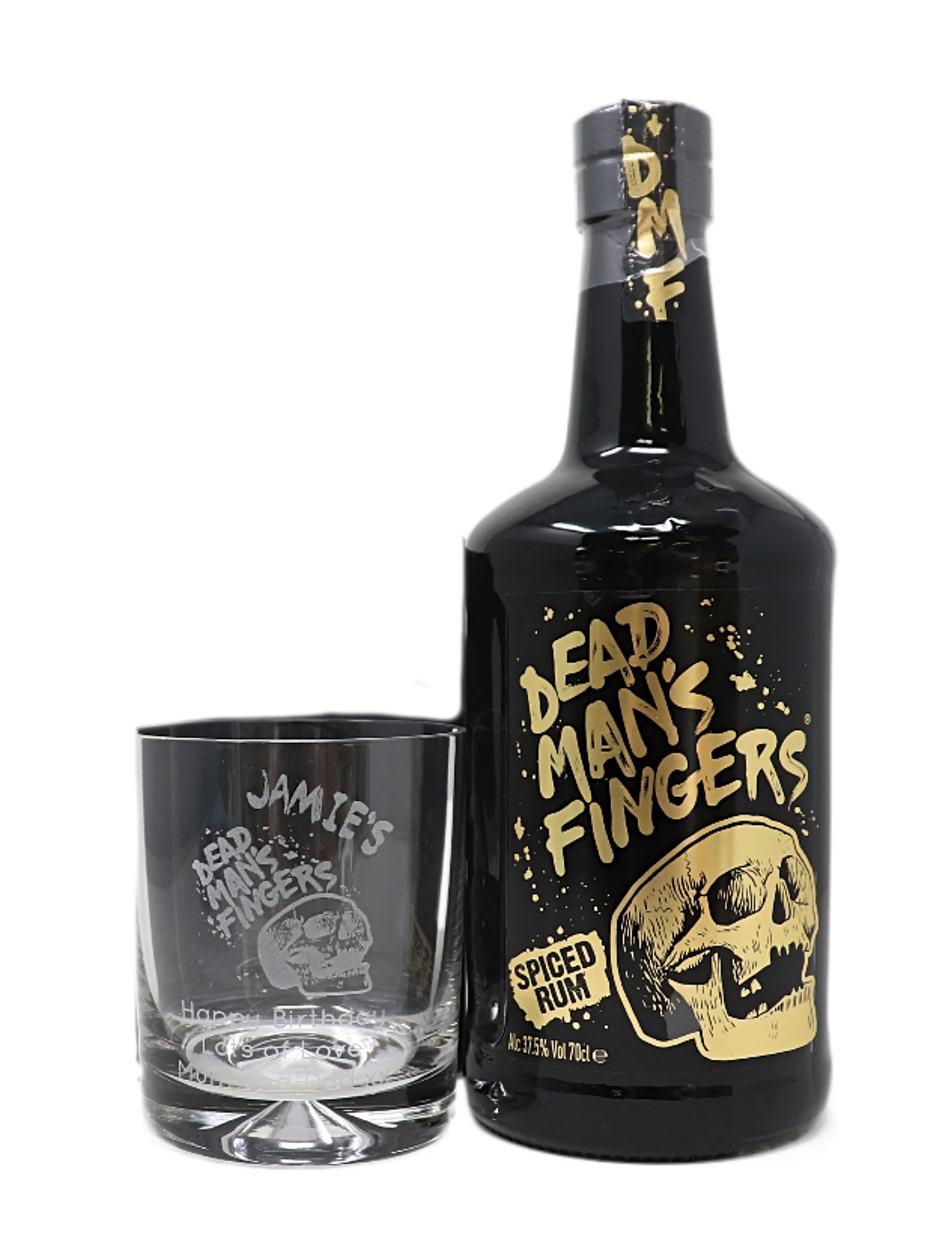 Personalised Glass Tumbler & 70cl Rum - Dead Man's Fingers Design - Image 15