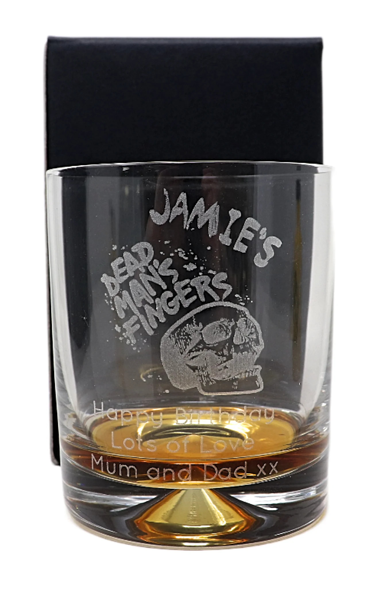 Personalised Glass Tumbler & 70cl Rum - Dead Man's Fingers Design - Image 2
