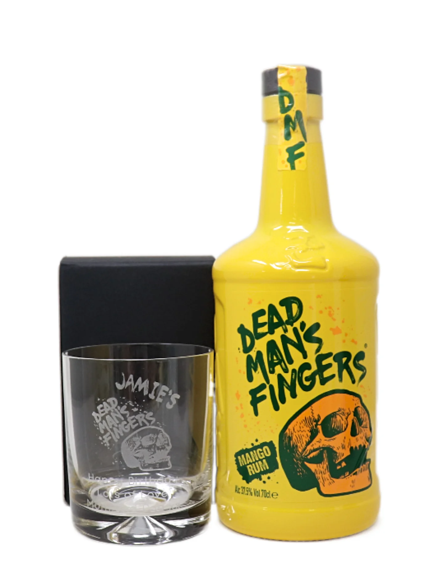 Personalised Glass Tumbler & 70cl Rum - Dead Man's Fingers Design - Image 4