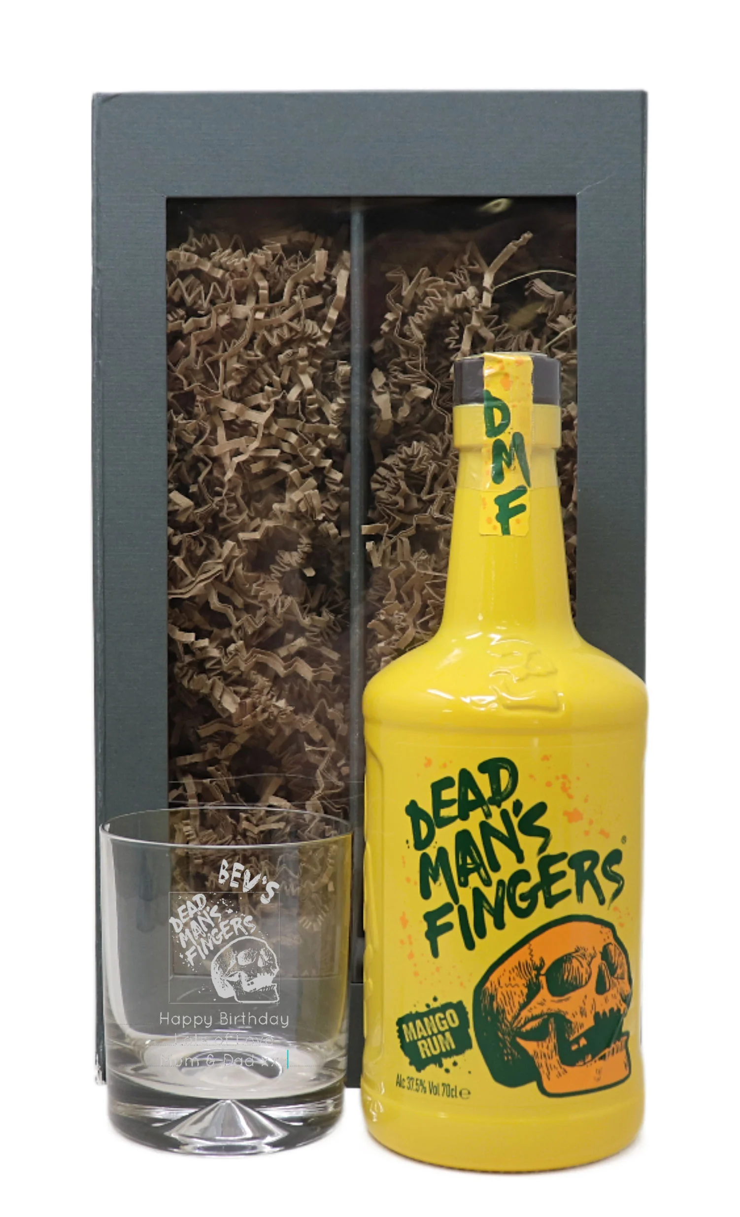 Personalised Glass Tumbler & 70cl Rum - Dead Man's Fingers Design - Image 5