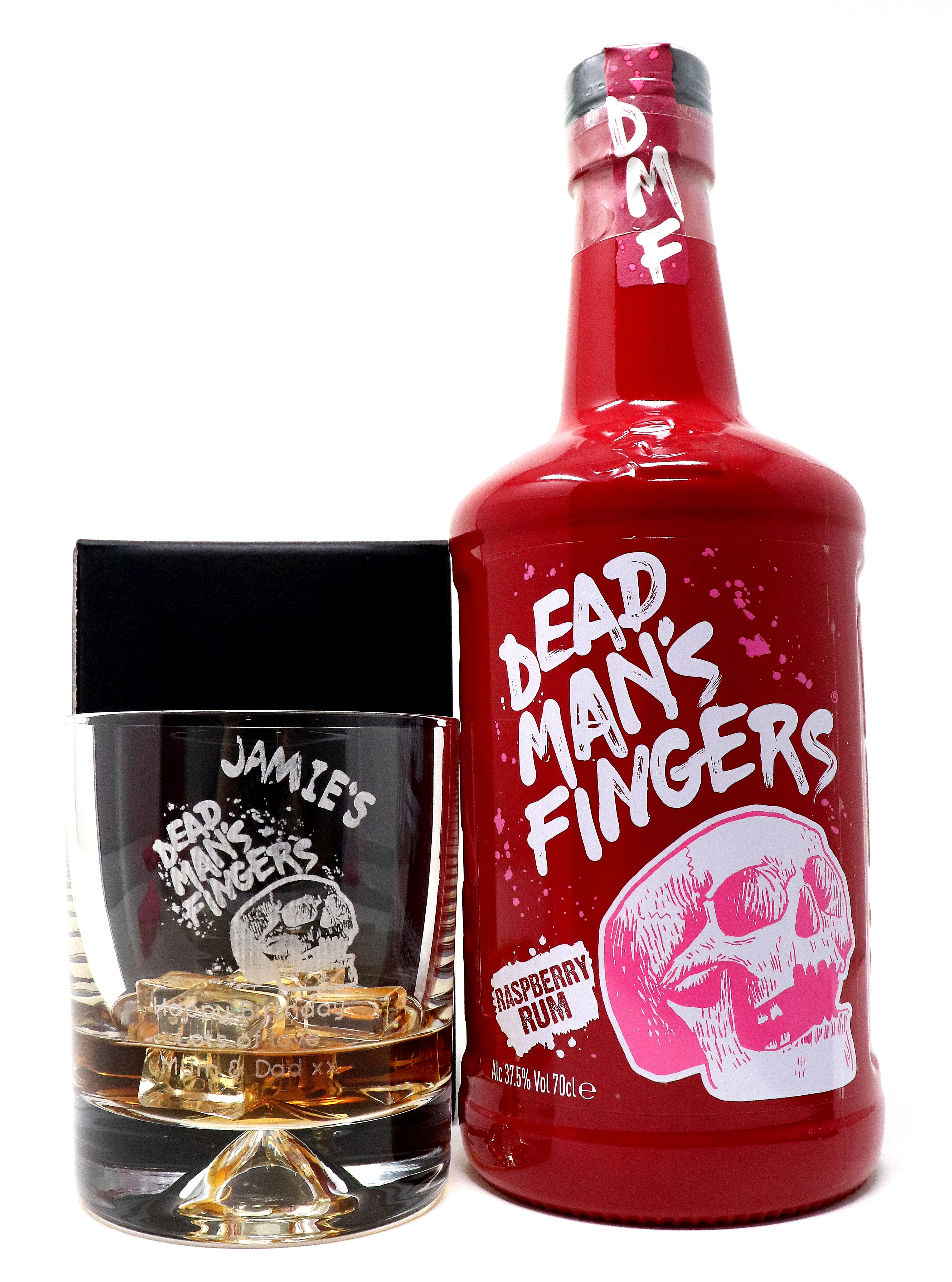 Personalised Glass Tumbler & 70cl Rum - Dead Man's Fingers Design - Image 6