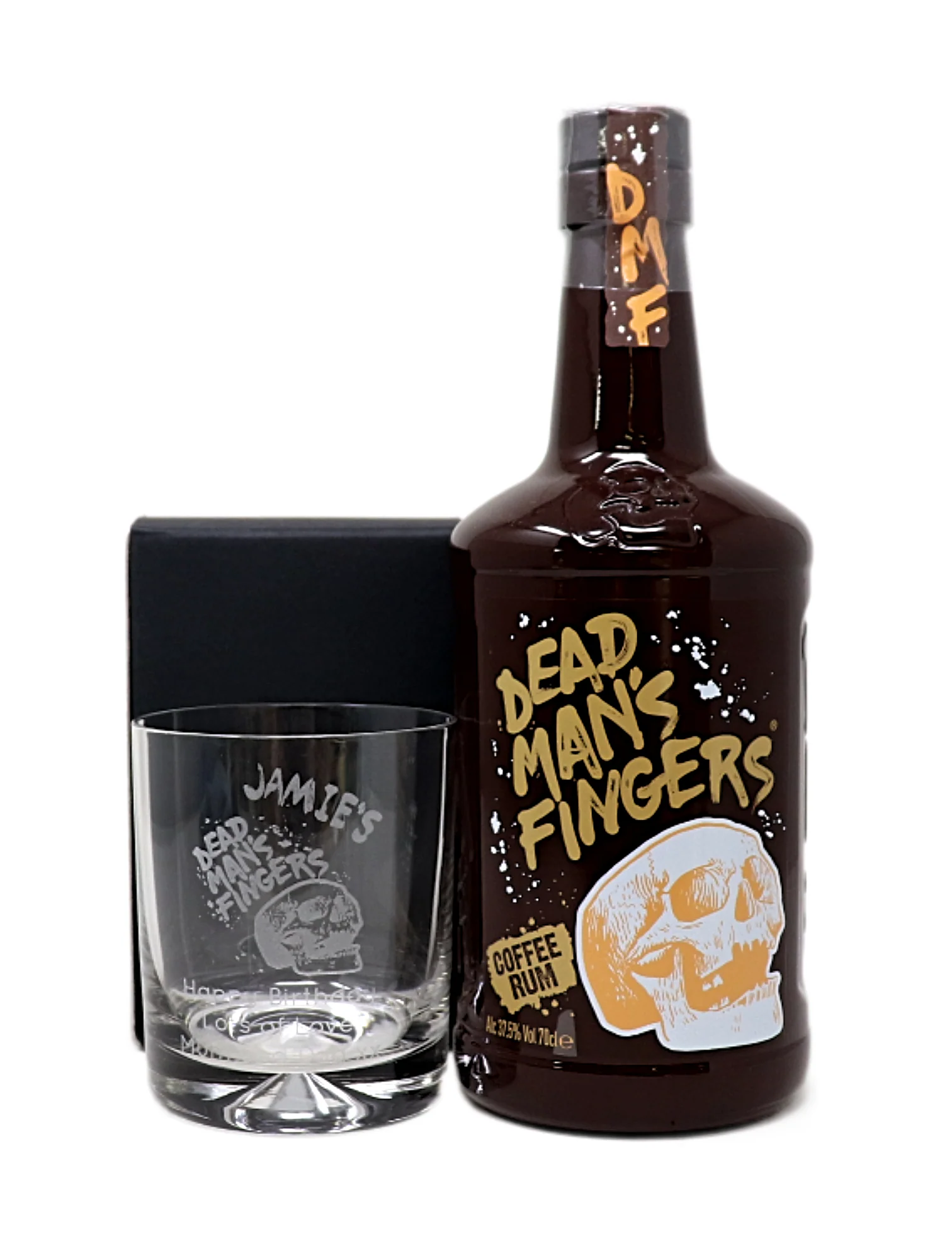 Personalised Glass Tumbler & 70cl Rum - Dead Man's Fingers Design - Image 7