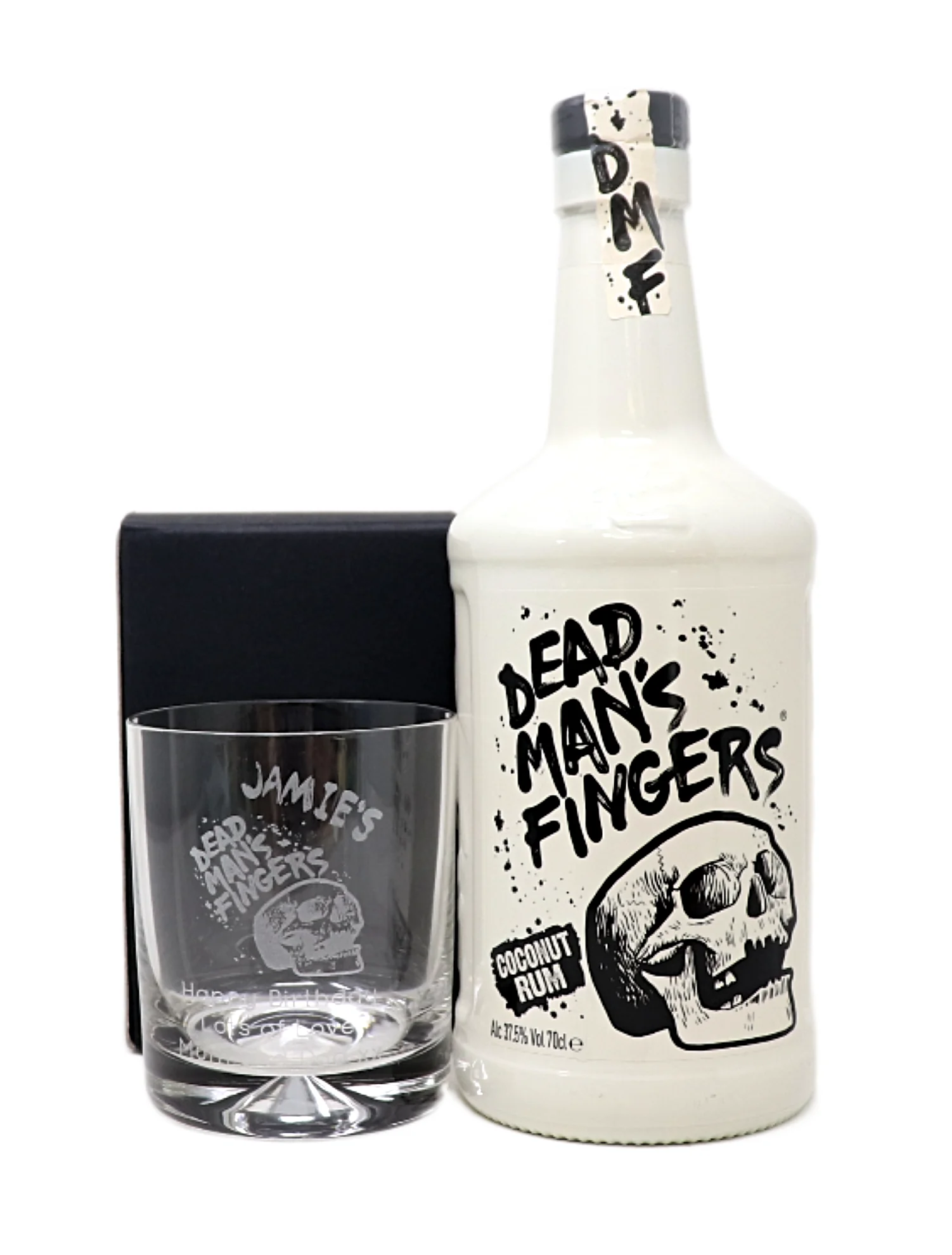 Personalised Glass Tumbler & 70cl Rum - Dead Man's Fingers Design - Image 9