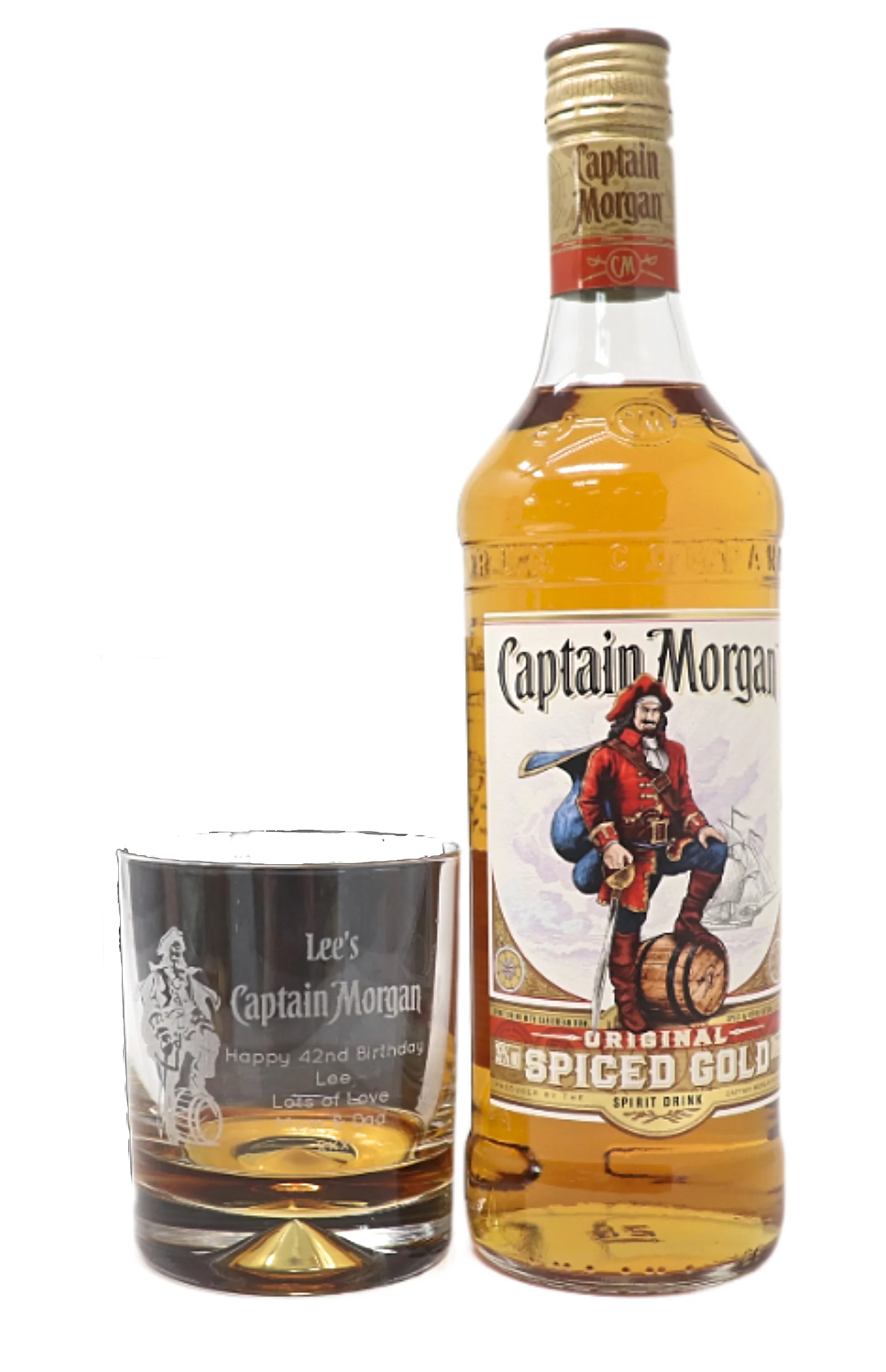 Personalised Glass Tumbler & 70cl Spiced Rum - Captain Morgan Pirate Design - Image 5