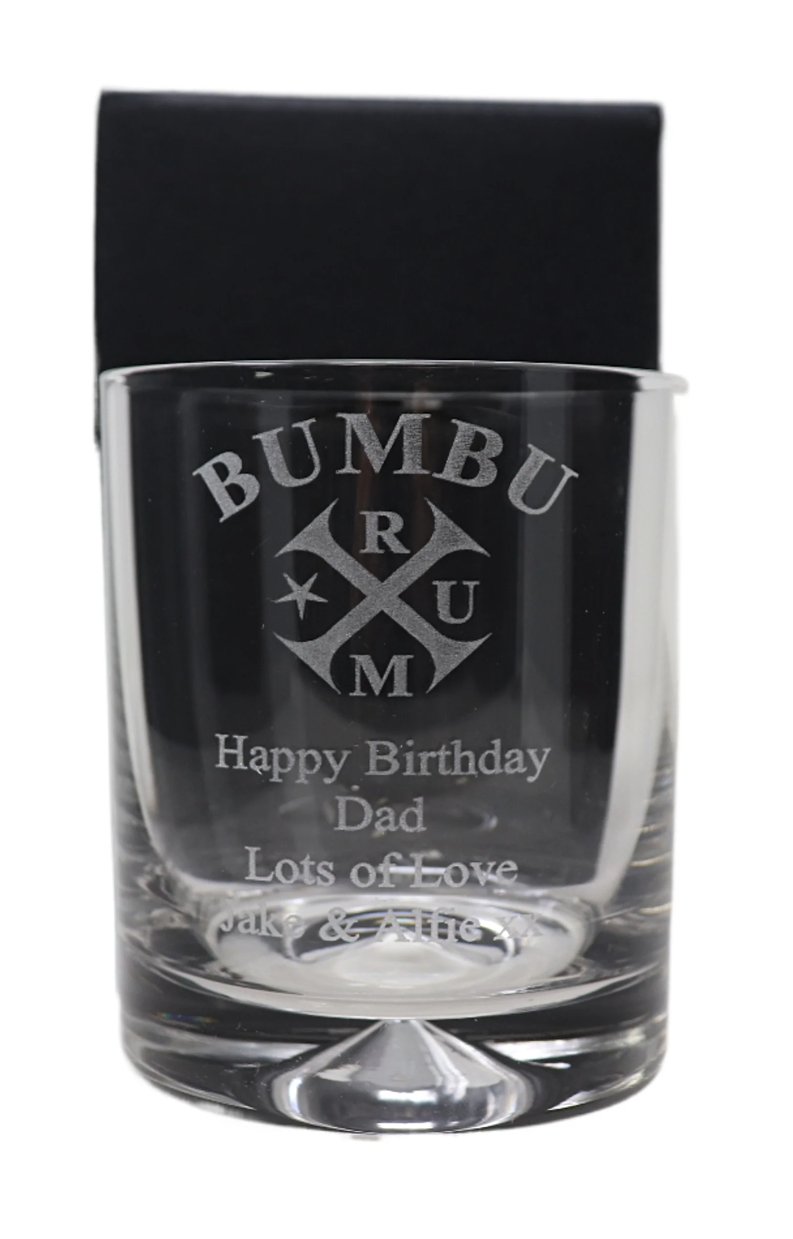 Personalised Glass Tumbler - Bumbu Rum Design - Image 2