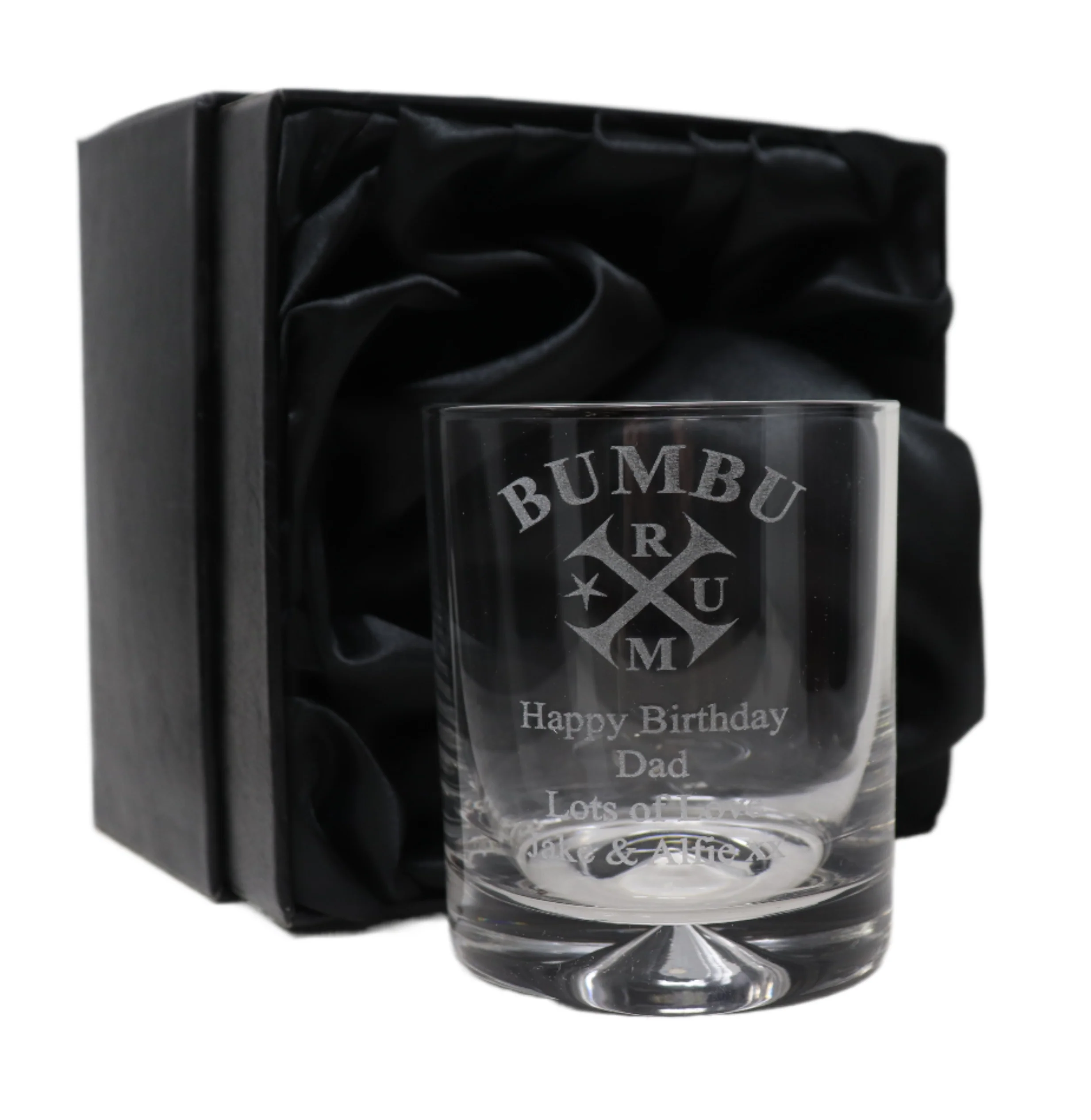 Personalised Glass Tumbler - Bumbu Rum Design - Image 3