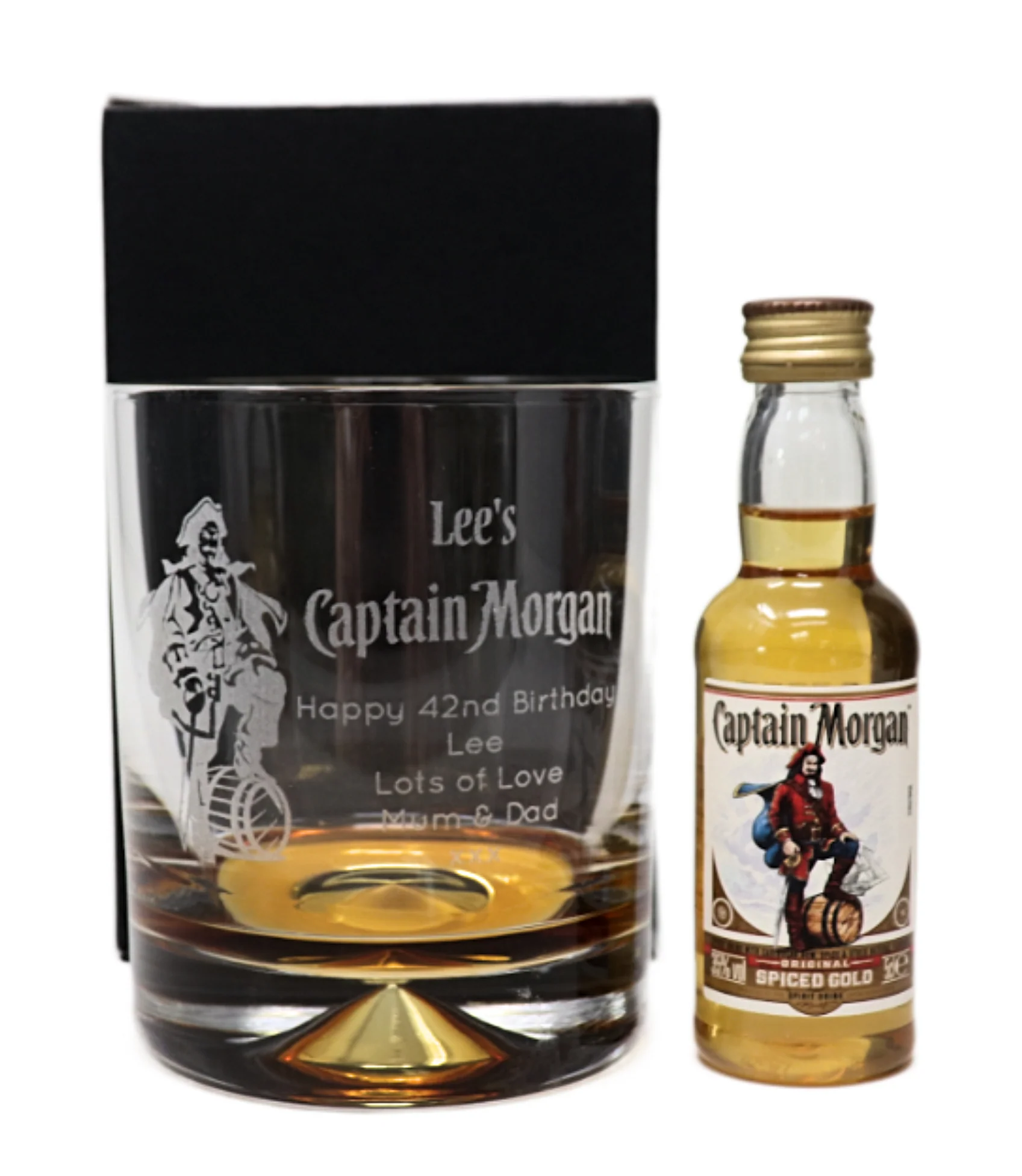 Personalised Captain Morgan Pirate Rum Glass Tumbler & Miniature Rum Gift Set - Image 2