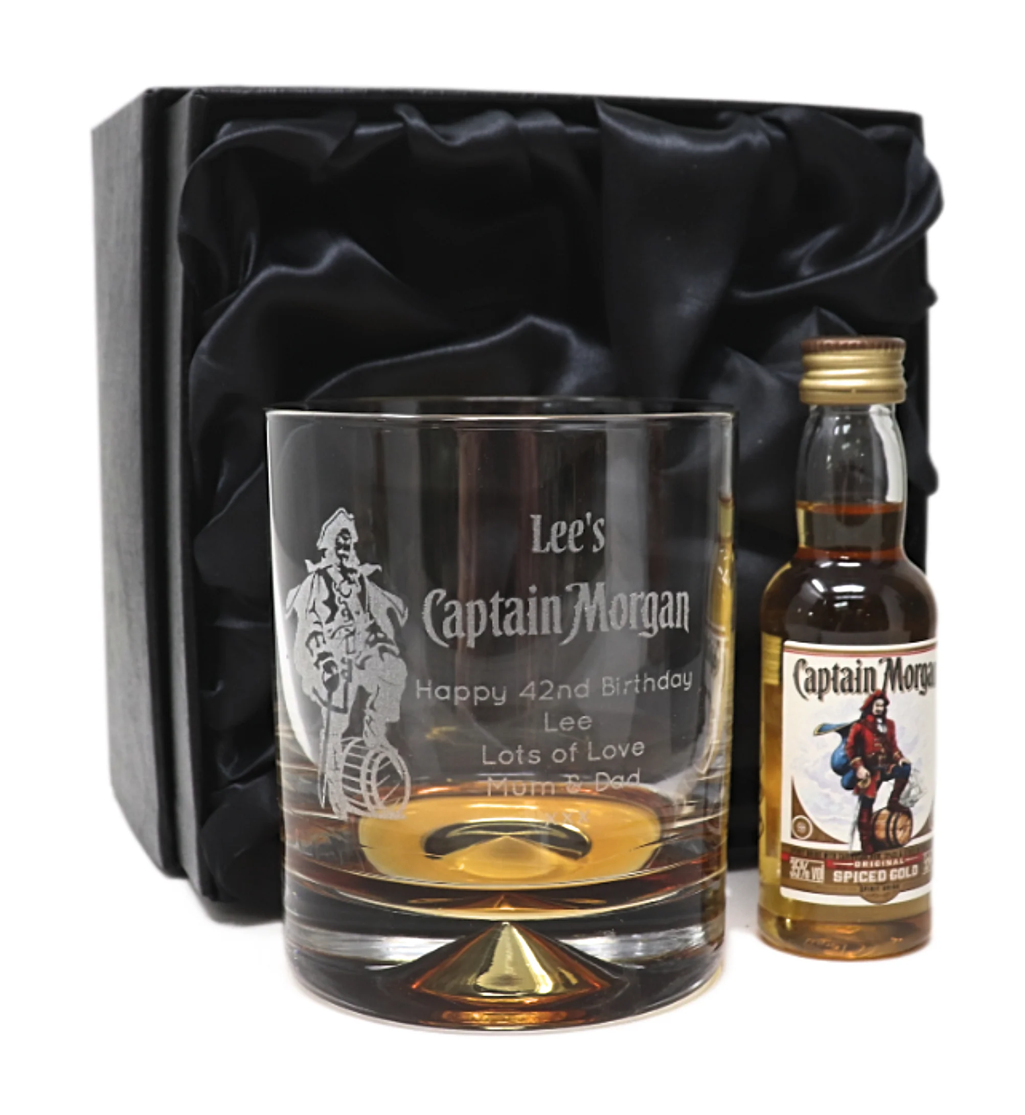 Personalised Captain Morgan Pirate Rum Glass Tumbler & Miniature Rum Gift Set - Image 3