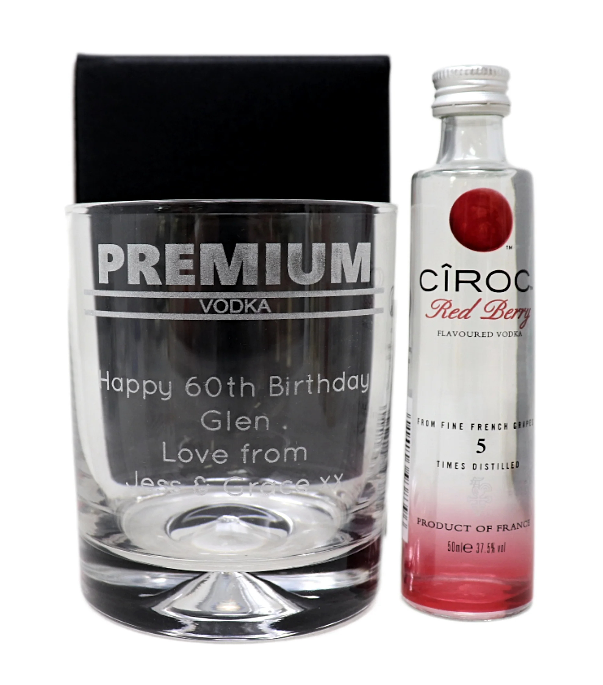 Personalised Glass Tumbler & Miniature - Premium Vodka Banner Design - Image 2