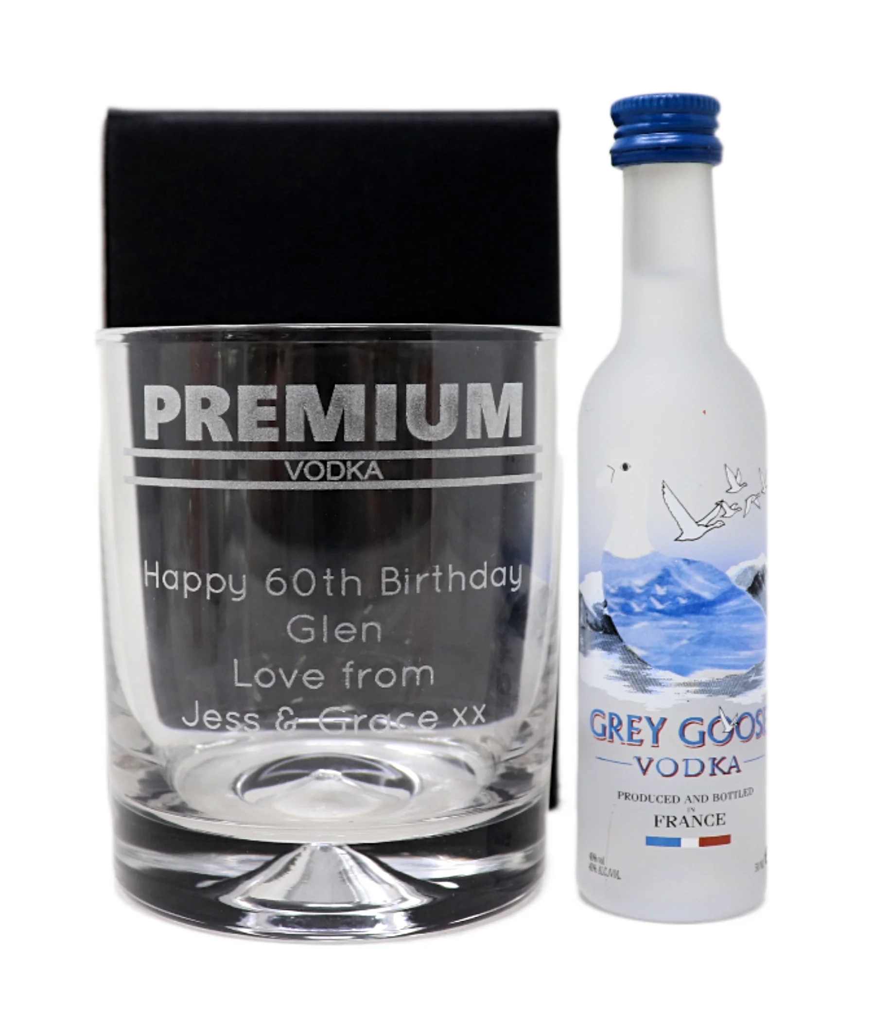 Personalised Glass Tumbler & Miniature - Premium Vodka Banner Design - Image 3