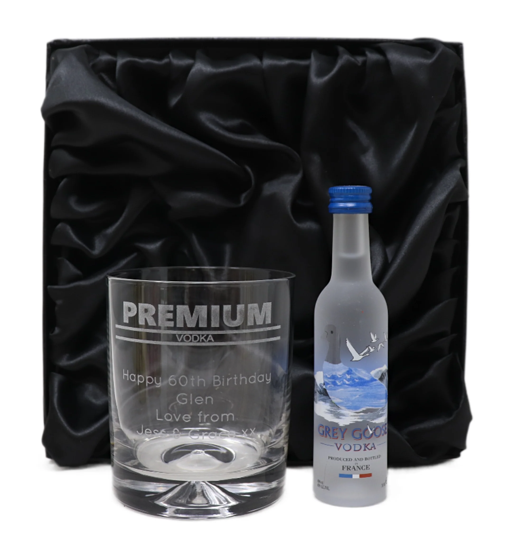 Personalised Glass Tumbler & Miniature - Premium Vodka Banner Design - Image 4