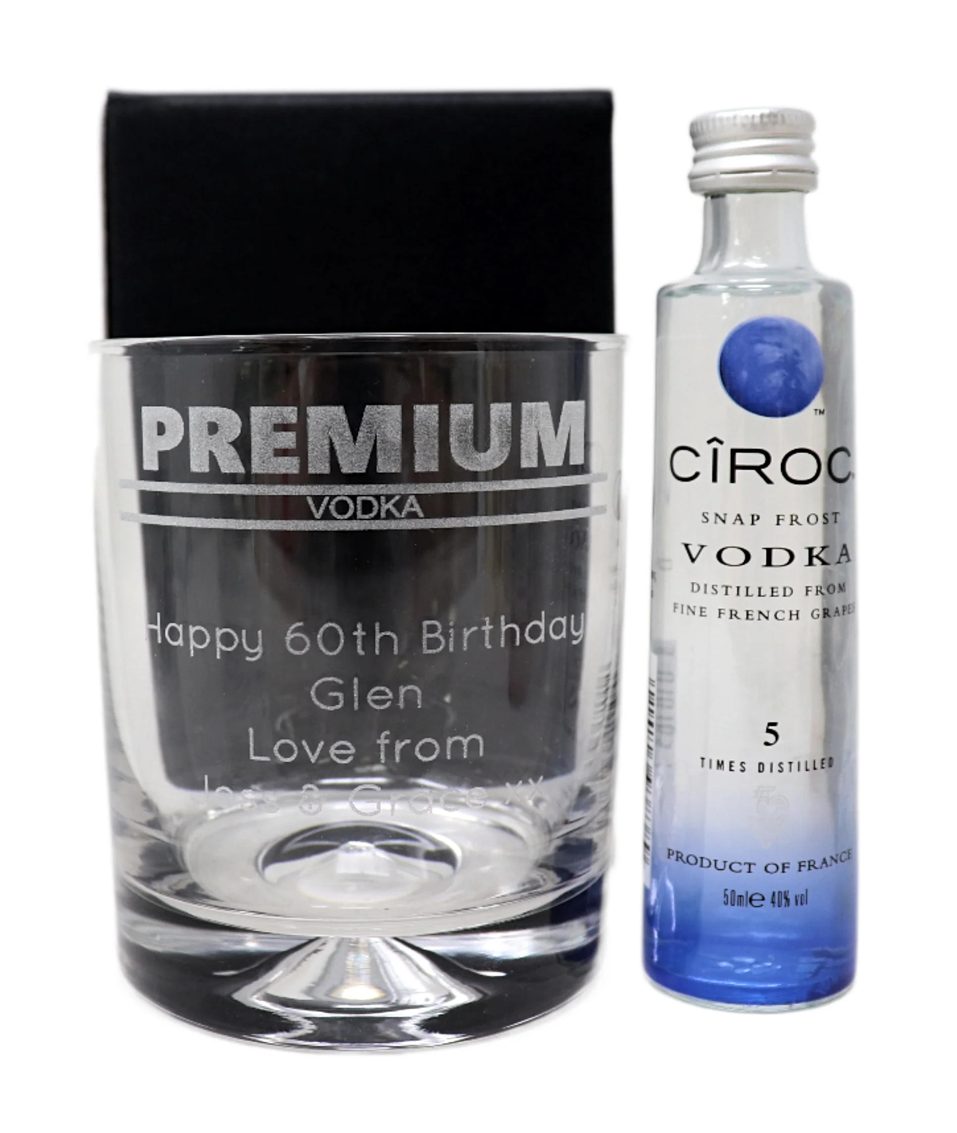 Personalised Glass Tumbler & Miniature - Premium Vodka Banner Design - Image 5