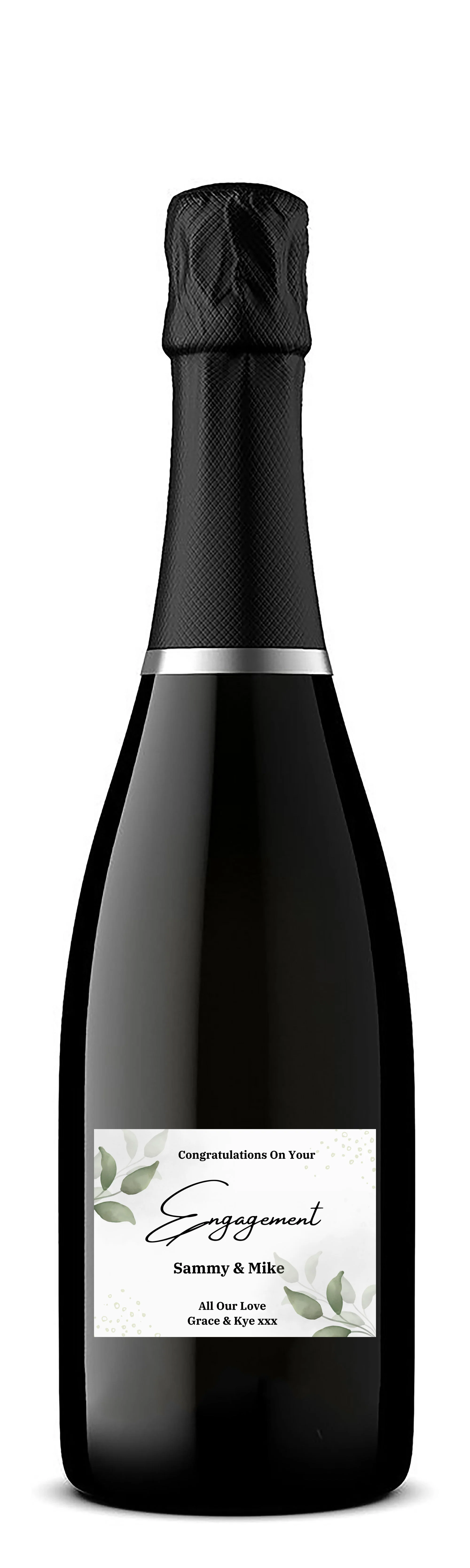 Personalised Prosecco Bottle Label - Engagement Leaves Design - Image 3
