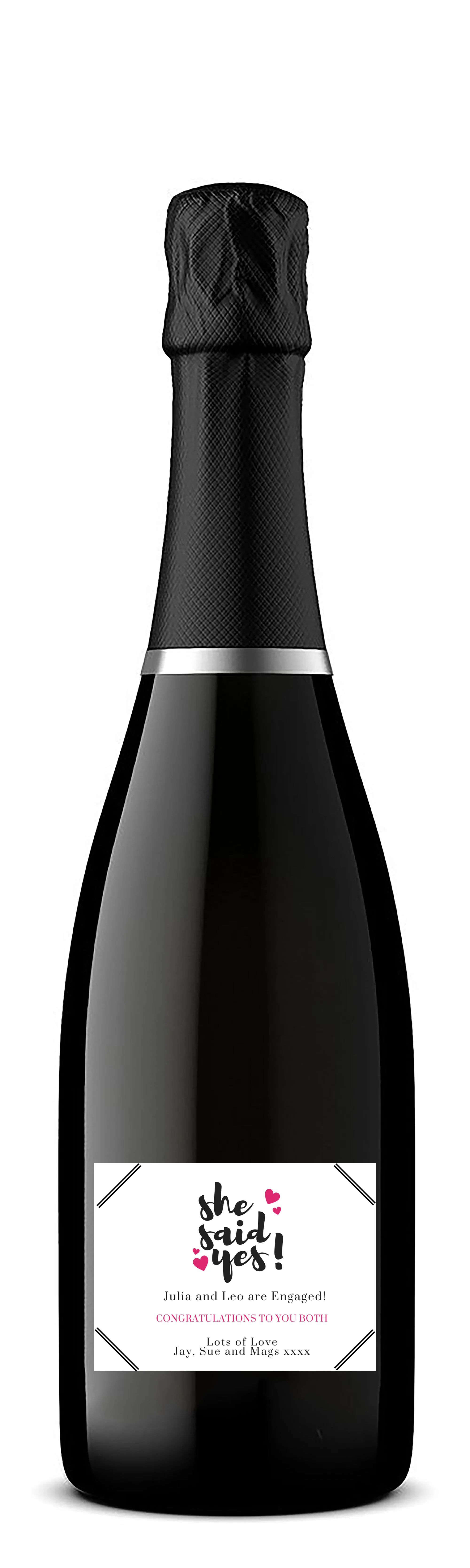 Personalised Prosecco Bottle Label - Engagement She Said Yes Design - Image 3