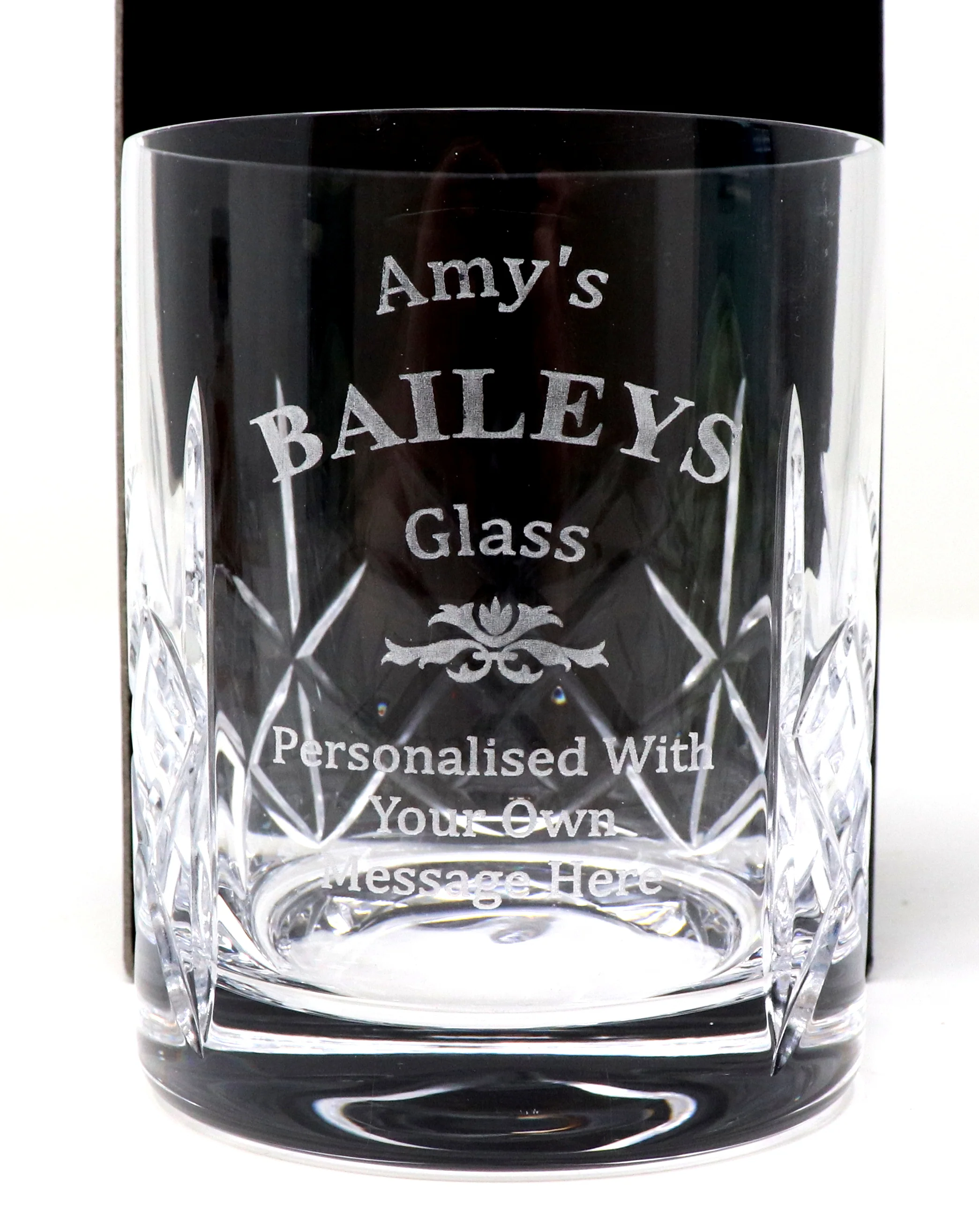 Personalised Crystal Glass Tumbler & Miniature Gift Set - Baileys Design - Image 3