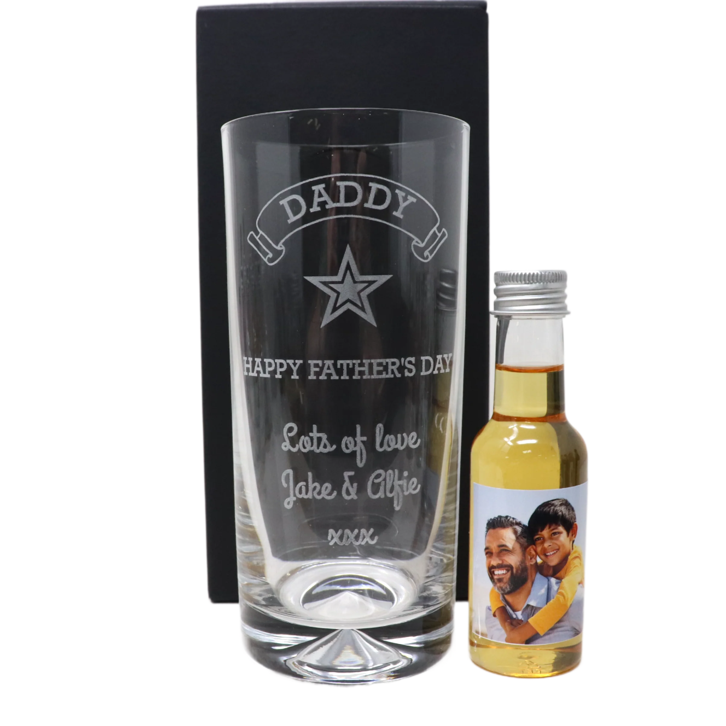 Personalised Highball Glass & Photo Design Mini Alcohol Bottle - Fathers Day Design - Image 3