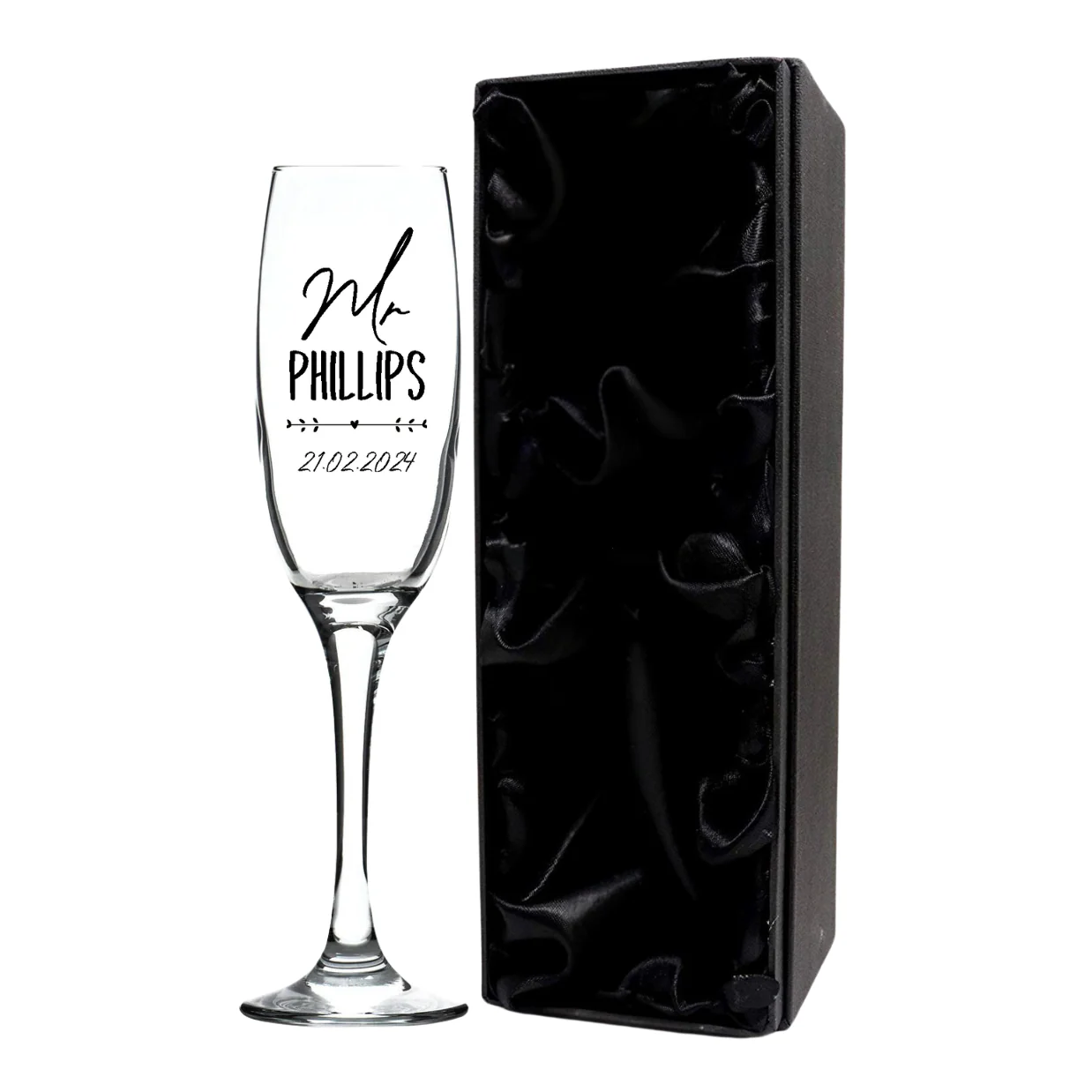 Personalised Fusion Champagne Flute - Mr/Mrs Wedding/Anniversary Design - Image 3
