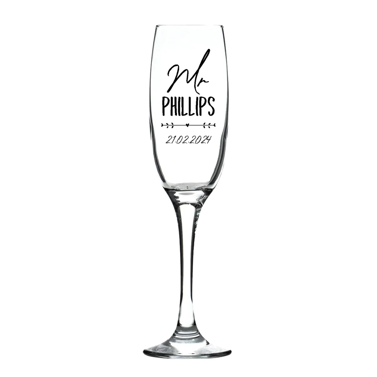 Personalised Fusion Flute & 20cl Prosecco in Silk Gift Box - Mr/Mrs Wedding/Anniversary Design - Image 2
