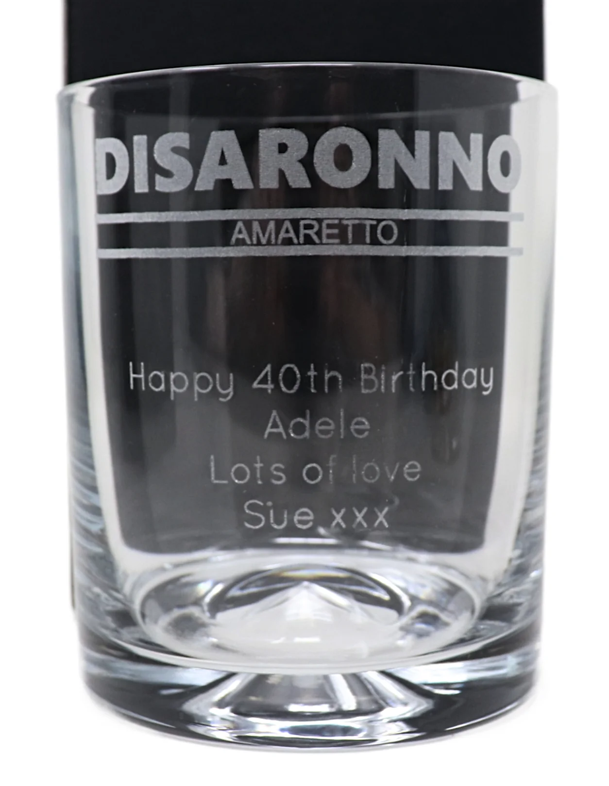 Personalised Glass Tumbler - Disaronno Banner Design - Image 3