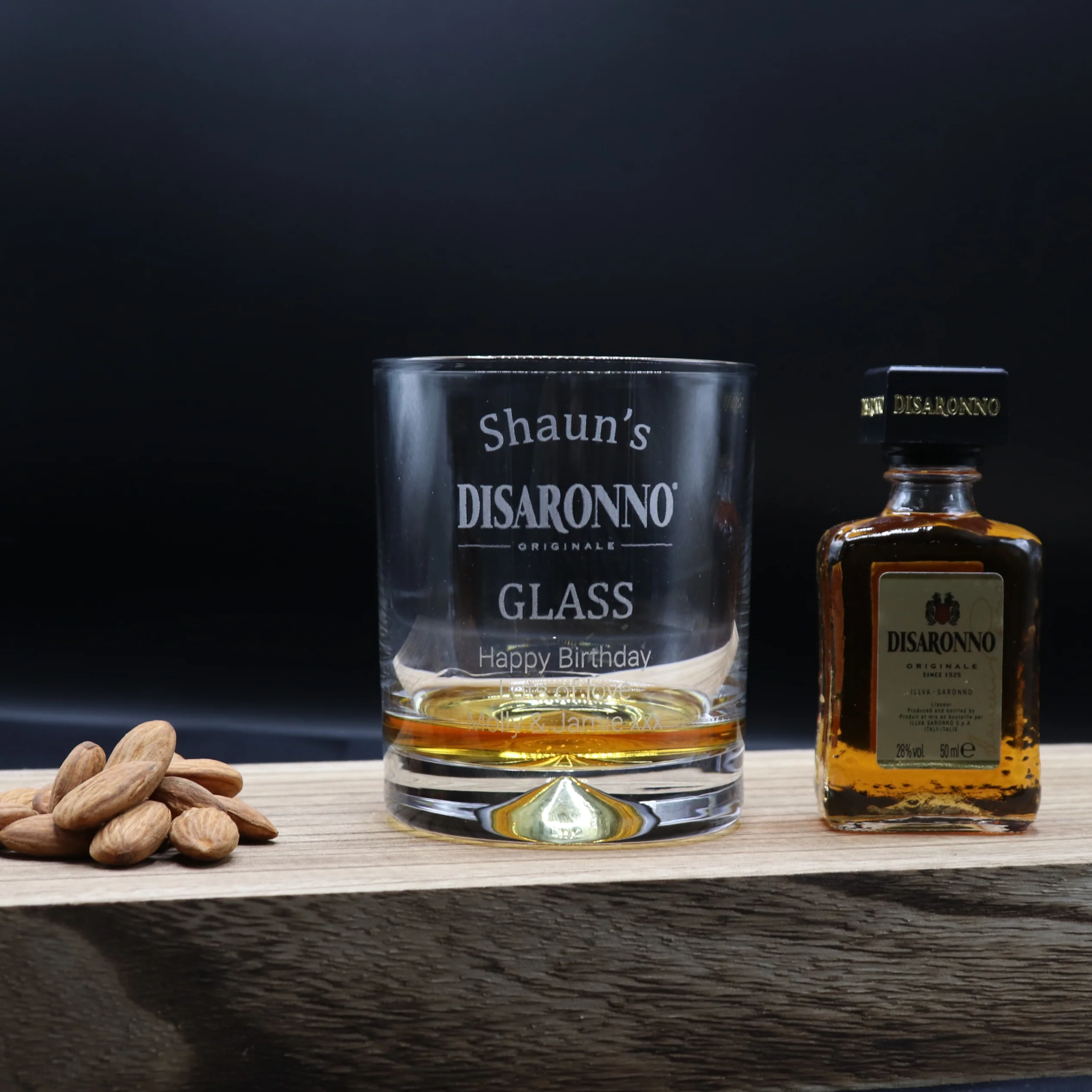 Personalised Glass Tumbler & Miniature - Disaronno Design