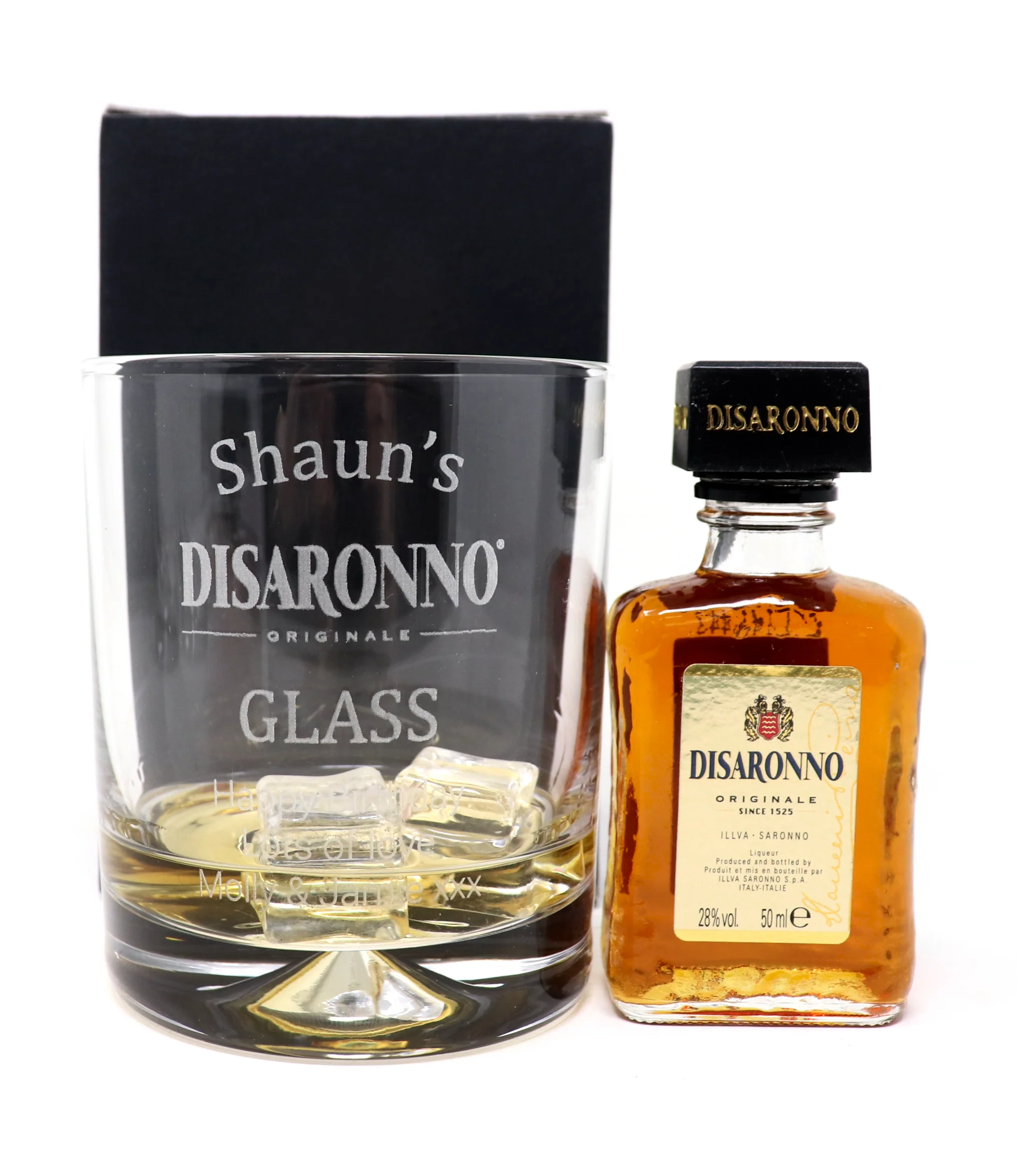 Personalised Glass Tumbler & Miniature - Disaronno Design - Image 2