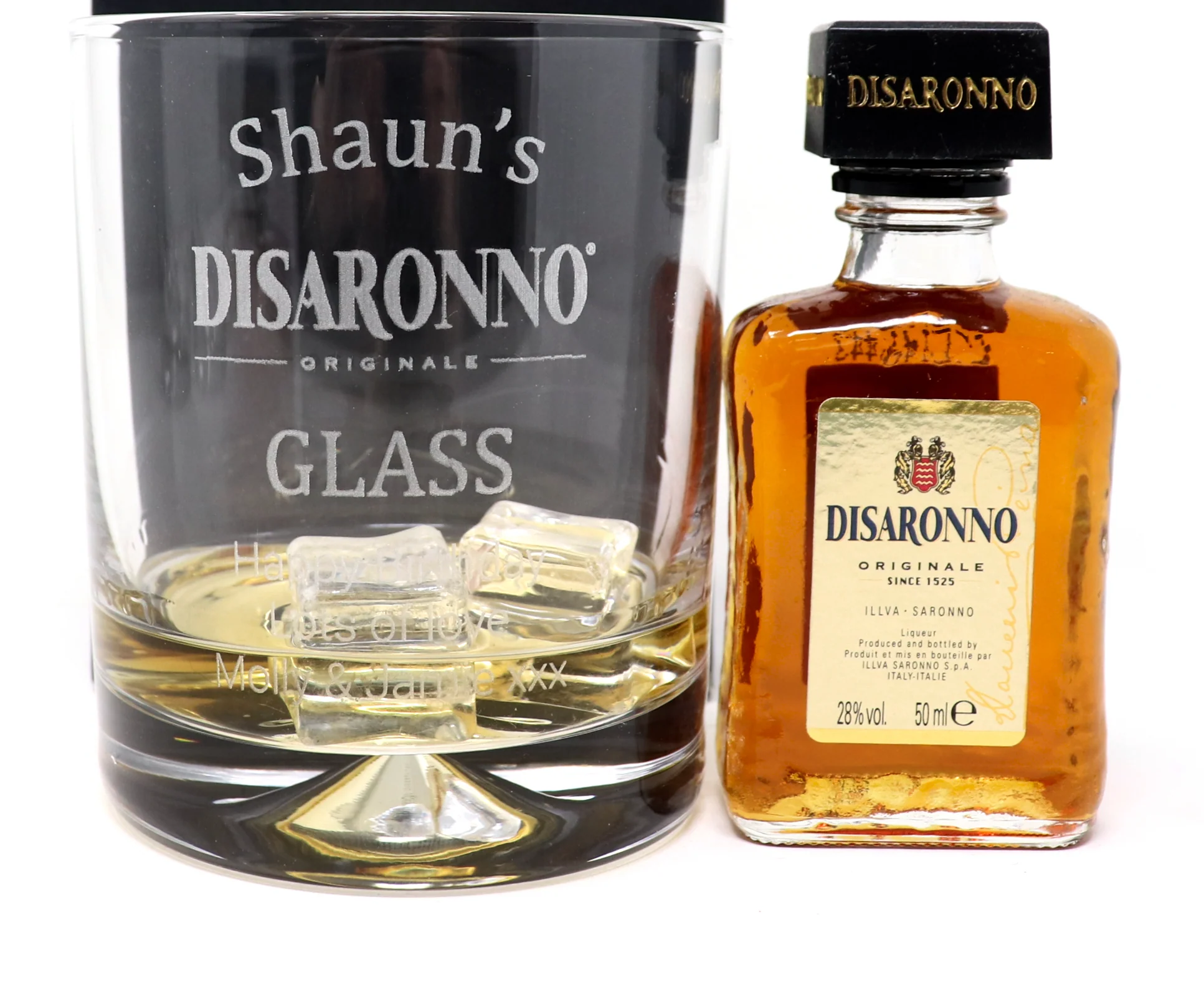 Personalised Glass Tumbler & Miniature - Disaronno Design - Image 5