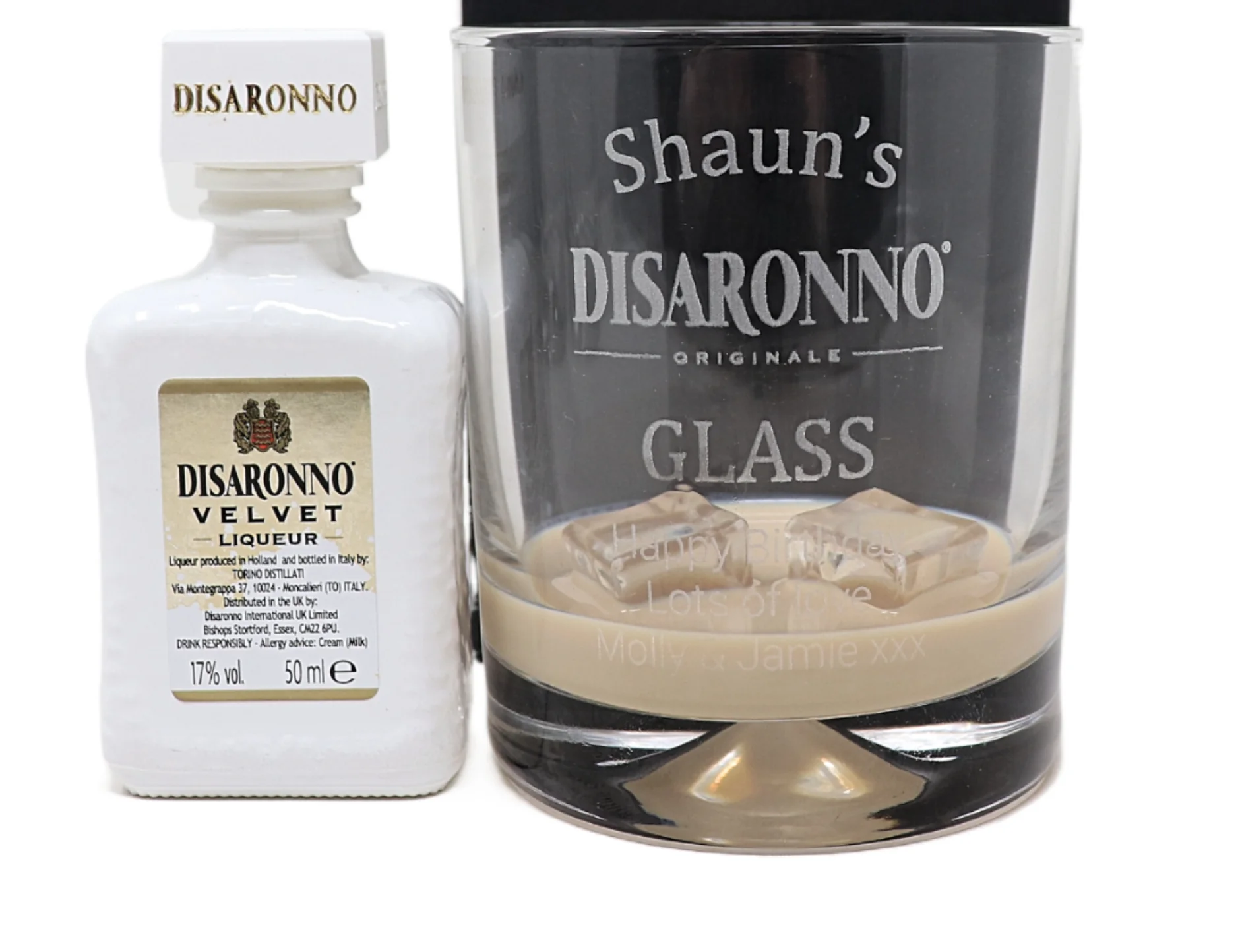 Personalised Glass Tumbler & Miniature - Disaronno Design - Image 6