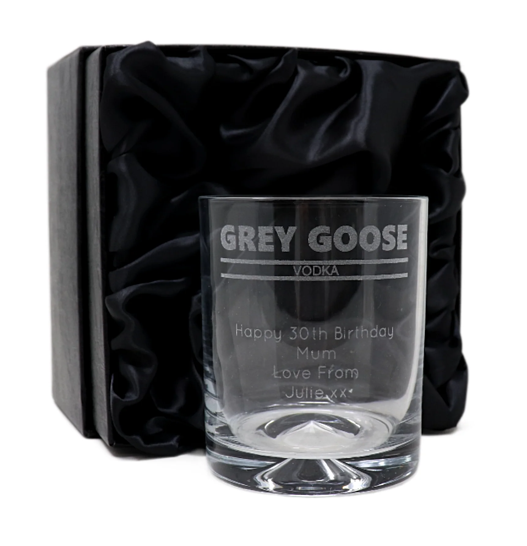 Personalised Glass Tumbler - Grey Goose Banner Design - Image 3