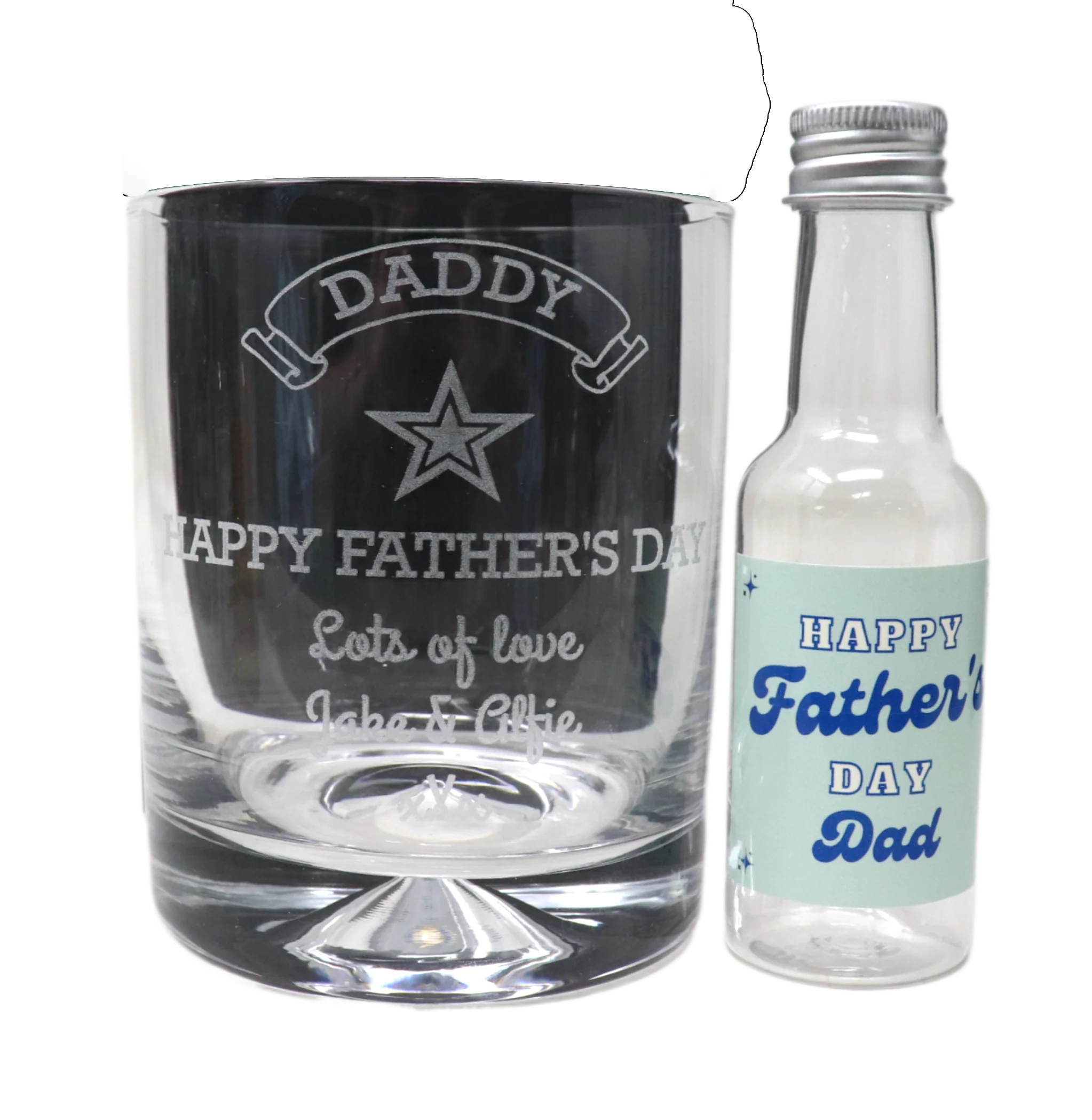 Personalised Glass Tumbler & Mini Alcohol Bottle - Fathers Day Design - Image 3