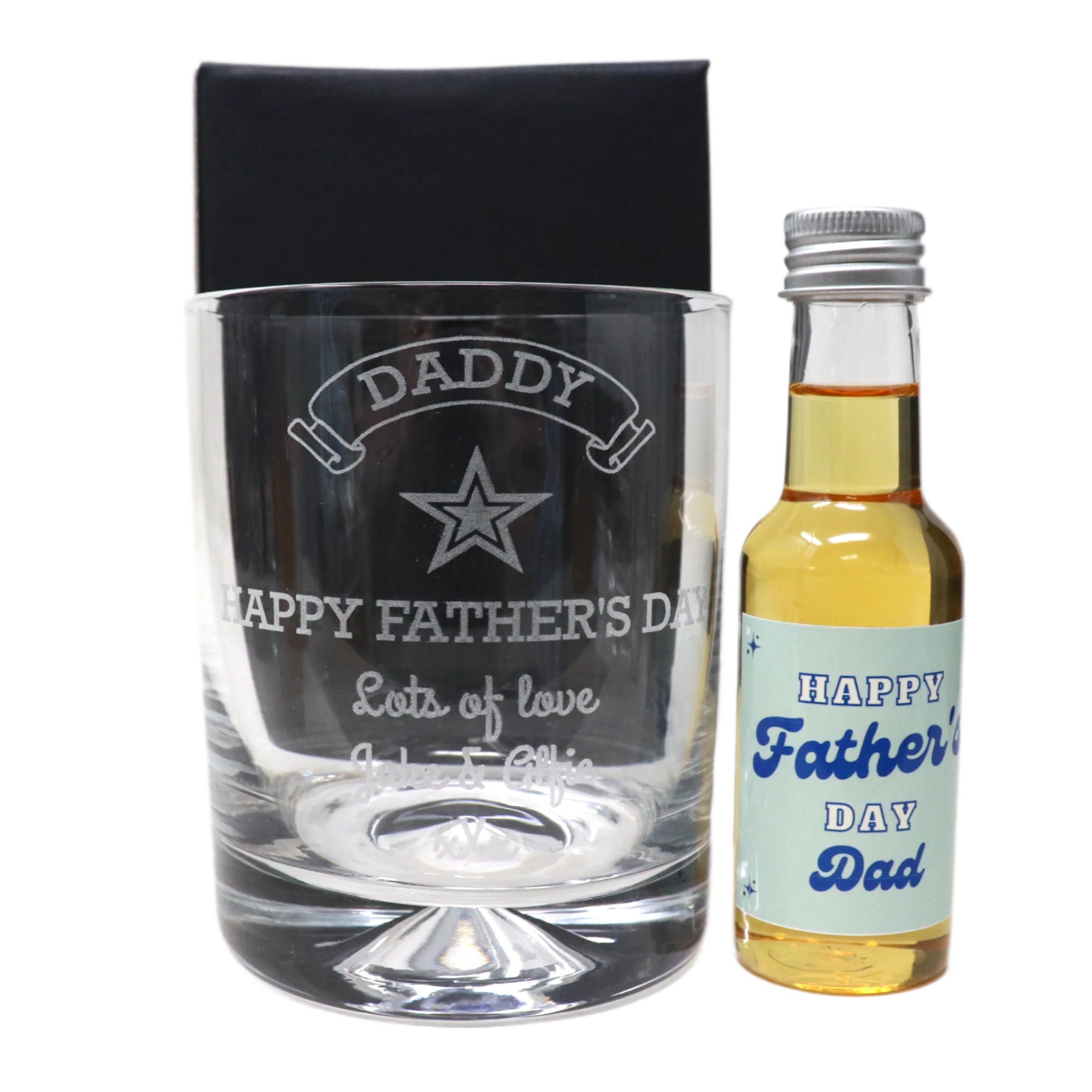 Personalised Glass Tumbler & Mini Alcohol Bottle - Fathers Day Design - Image 4