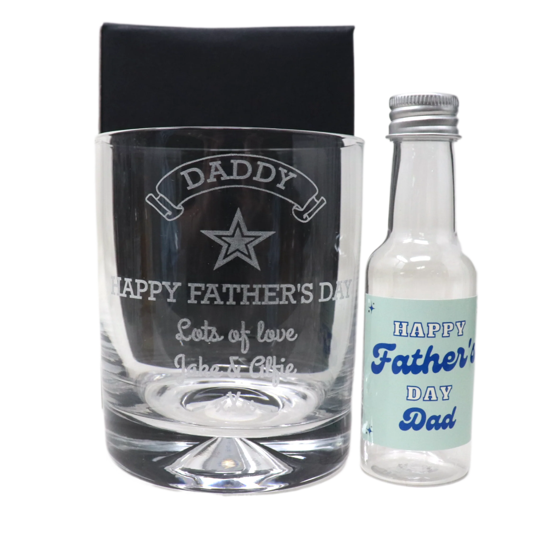 Personalised Glass Tumbler & Mini Alcohol Bottle - Fathers Day Design - Image 5