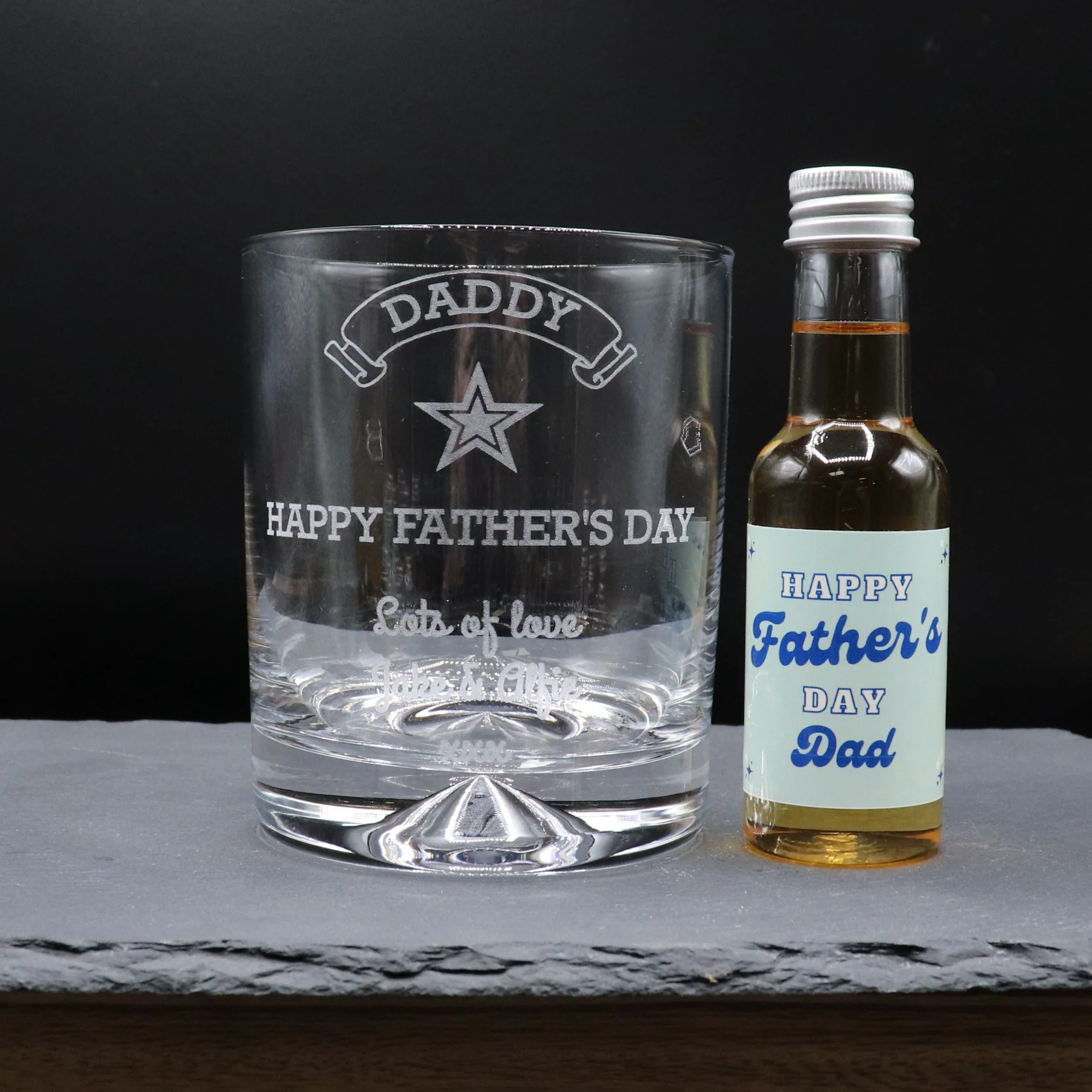 Personalised Glass Tumbler & Mini Alcohol Bottle - Fathers Day Design - Image 6