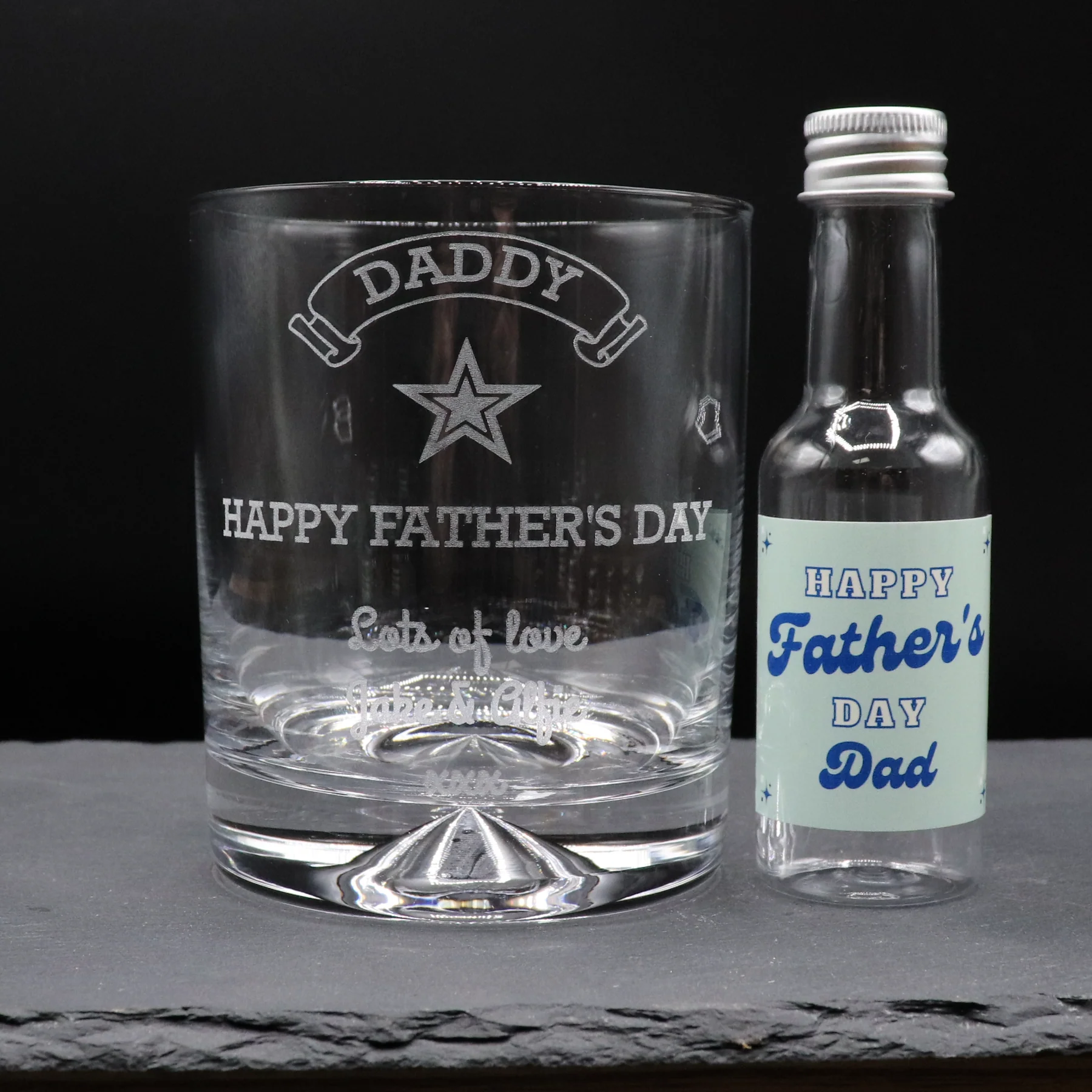 Personalised Glass Tumbler & Mini Alcohol Bottle - Fathers Day Design - Image 7
