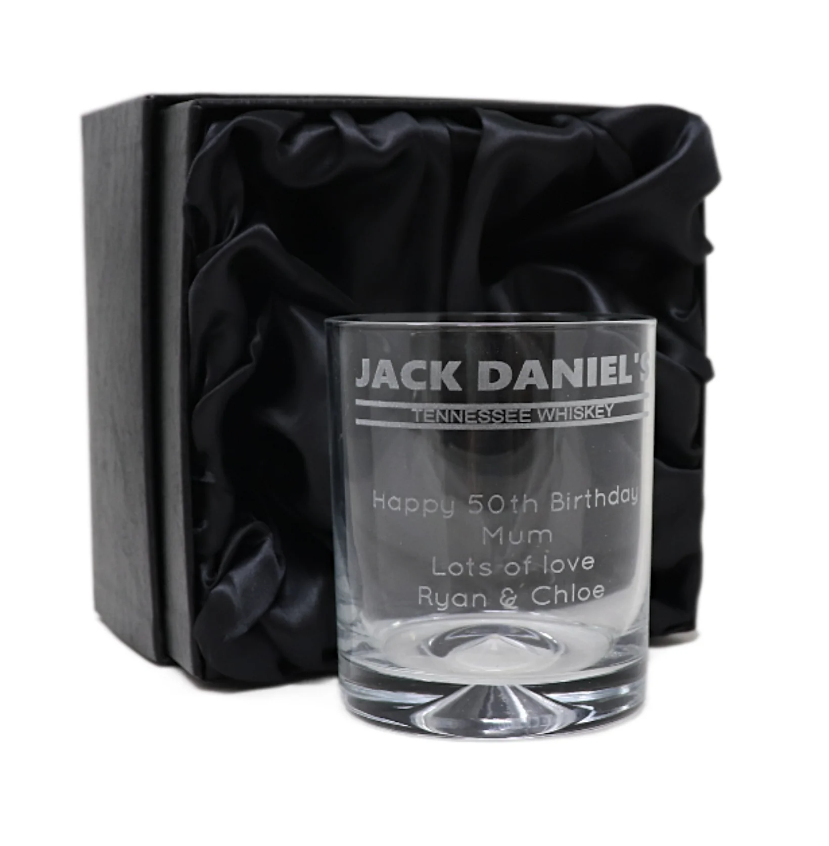 Personalised Glass Tumbler - Jack Daniels Banner Design - Image 3