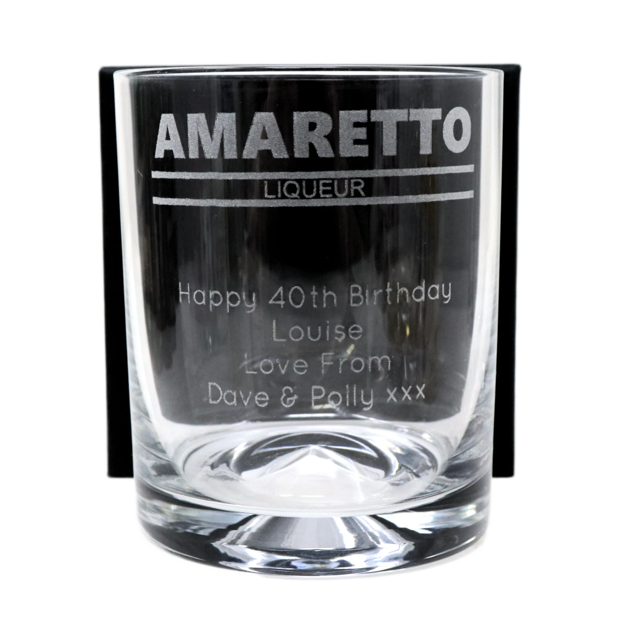 Personalised Amaretto Glass Tumbler & Photo Design Miniature Bottle of Amaretto - Image 3