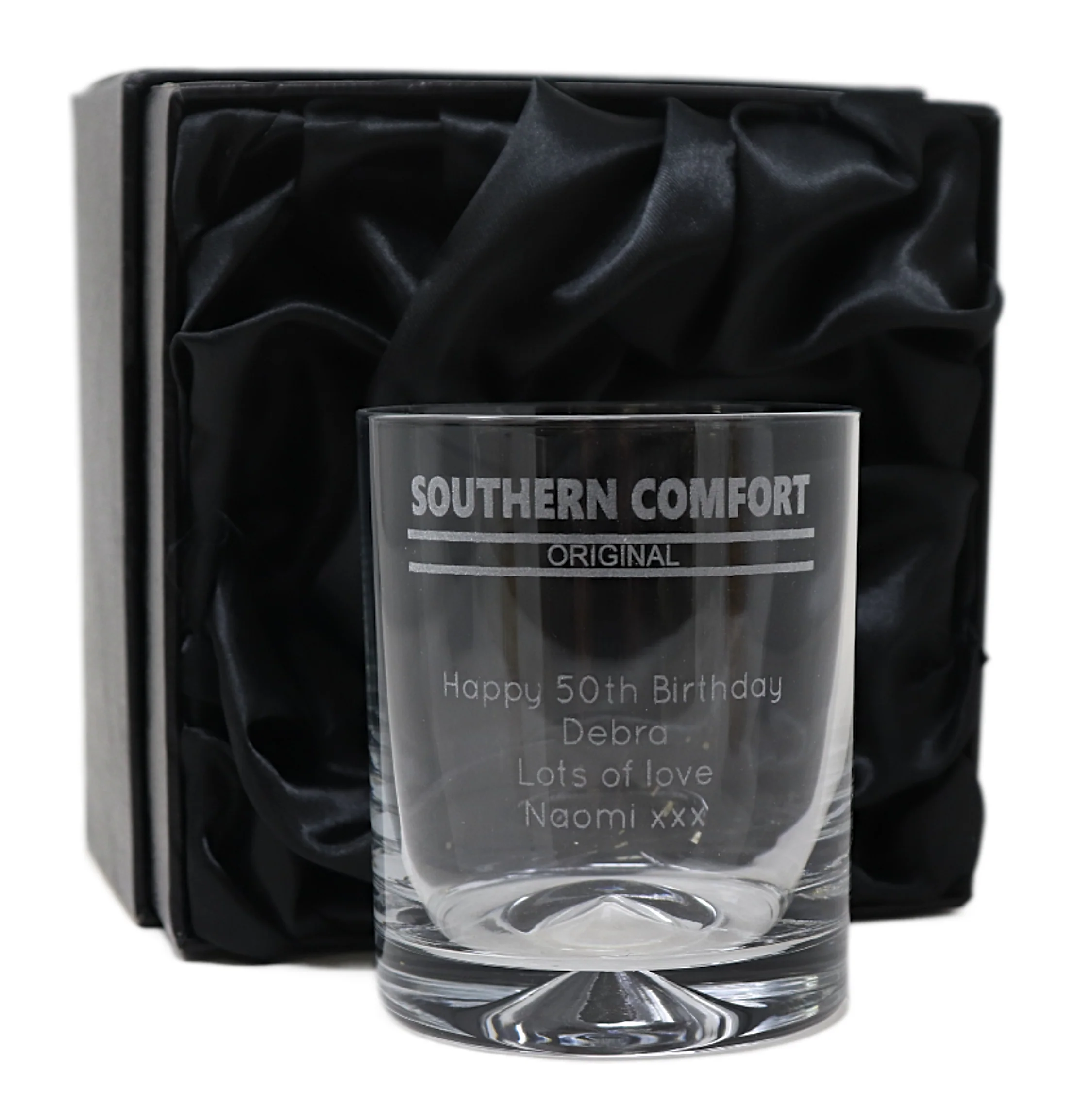 Personalised Glass Tumbler - Southern Comfort Banner Design - Image 3