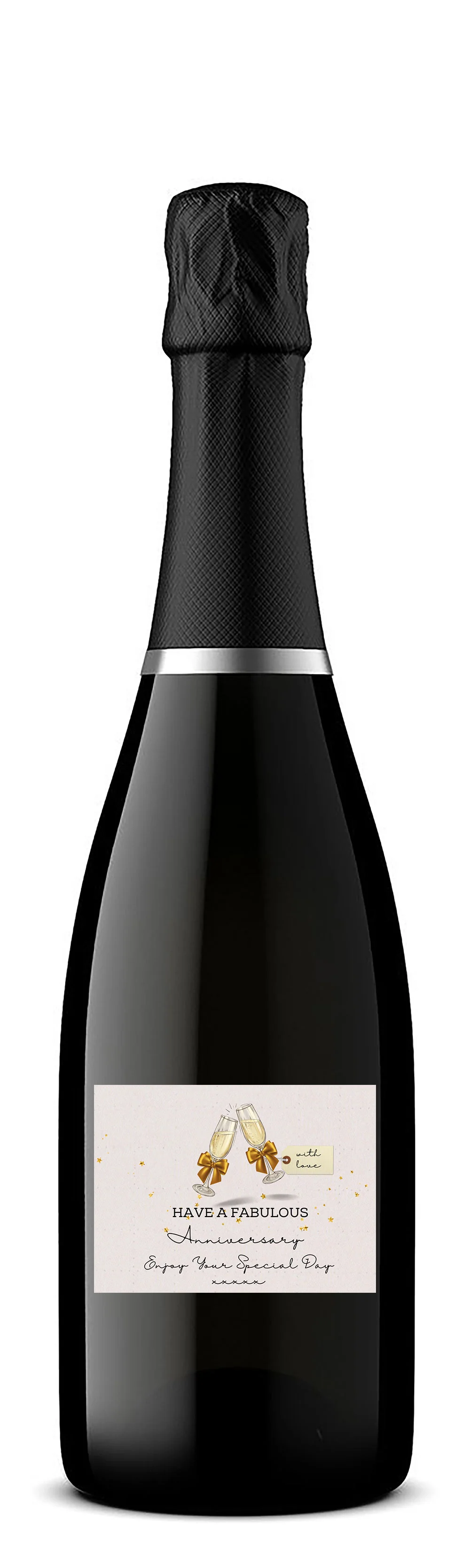 Personalised Prosecco Bottle Label - Happy Anniversary Glasses Design - Image 3