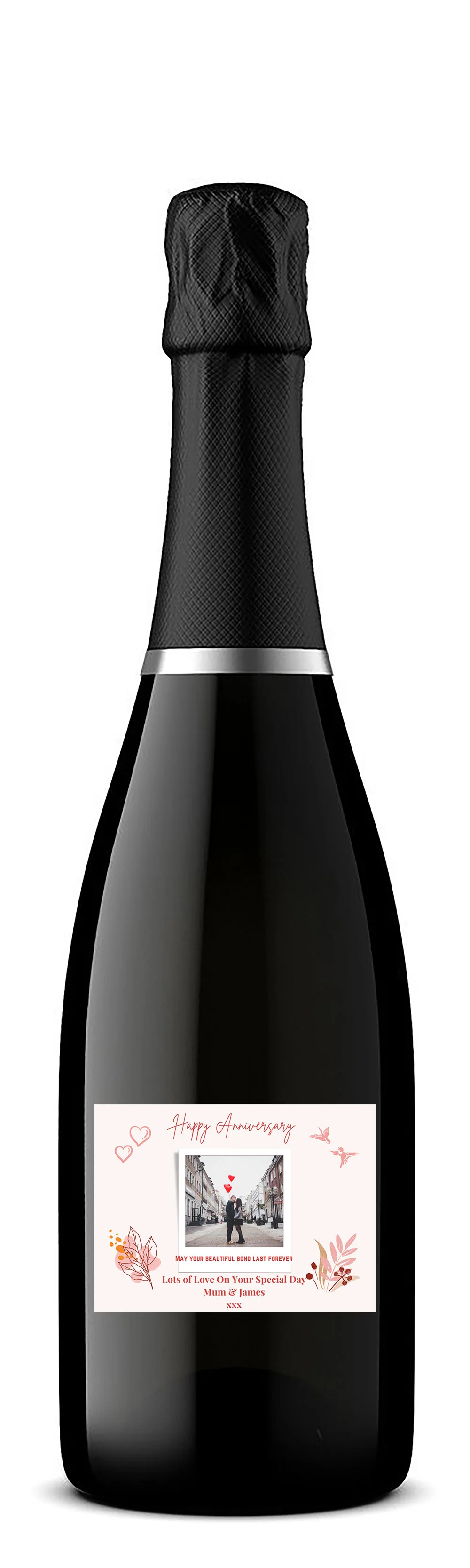 Personalised Prosecco Bottle Label - Happy Anniversary Photo Design - Image 3