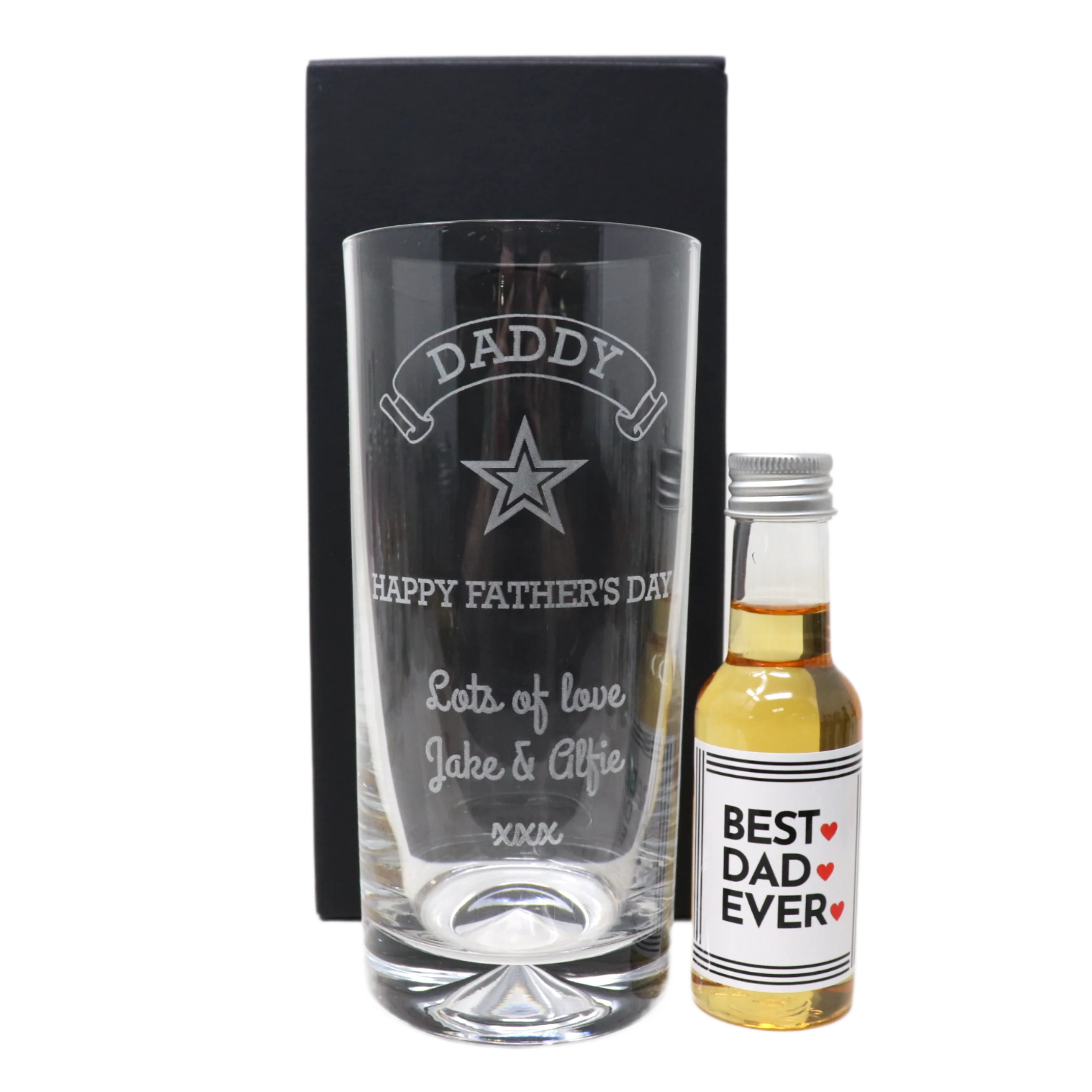 Personalised Highball Glass & Best Dad Design Mini Alcohol Bottle - Fathers Day Design - Image 4
