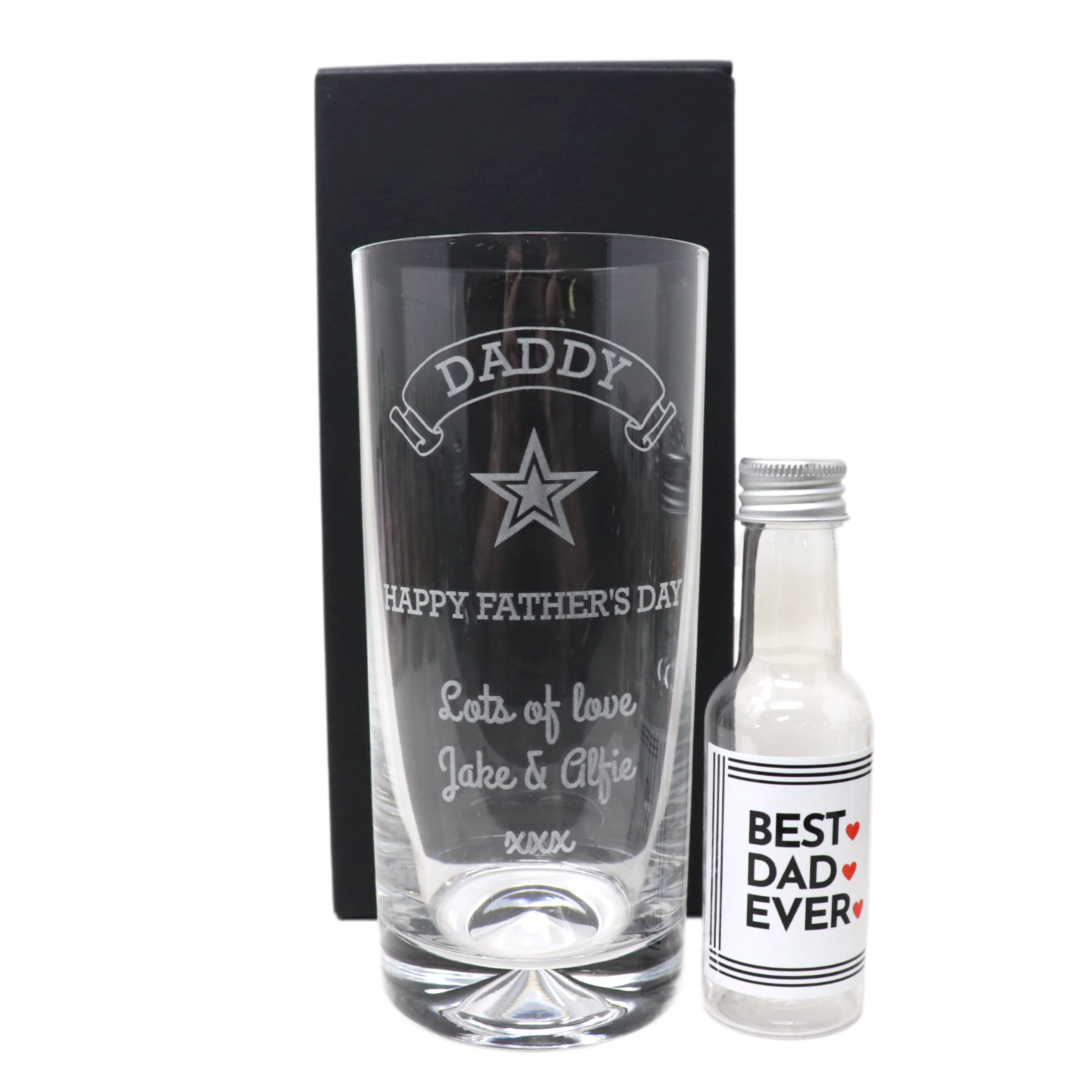 Personalised Highball Glass & Best Dad Design Mini Alcohol Bottle - Fathers Day Design - Image 5