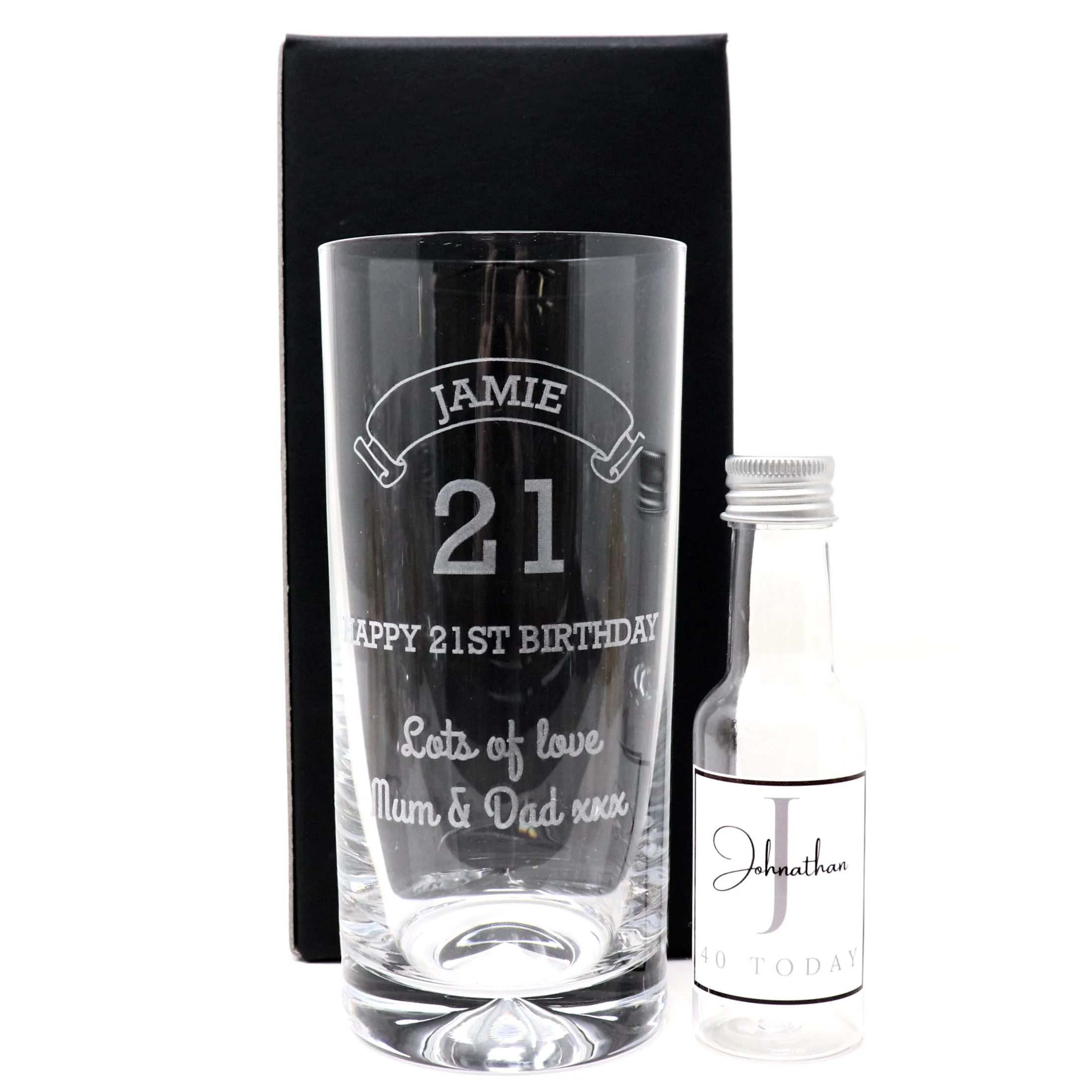 Personalised Birthday Age Highball Glass & Initial Miniature Alcohol Bottle - Image 5