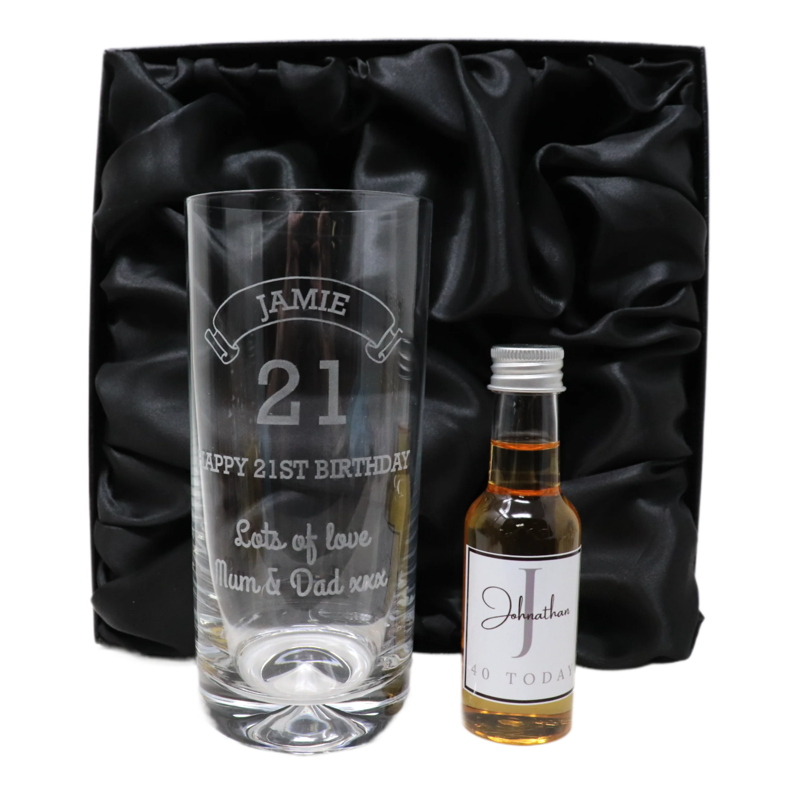 Personalised Birthday Age Highball Glass & Initial Miniature Alcohol Bottle - Image 6