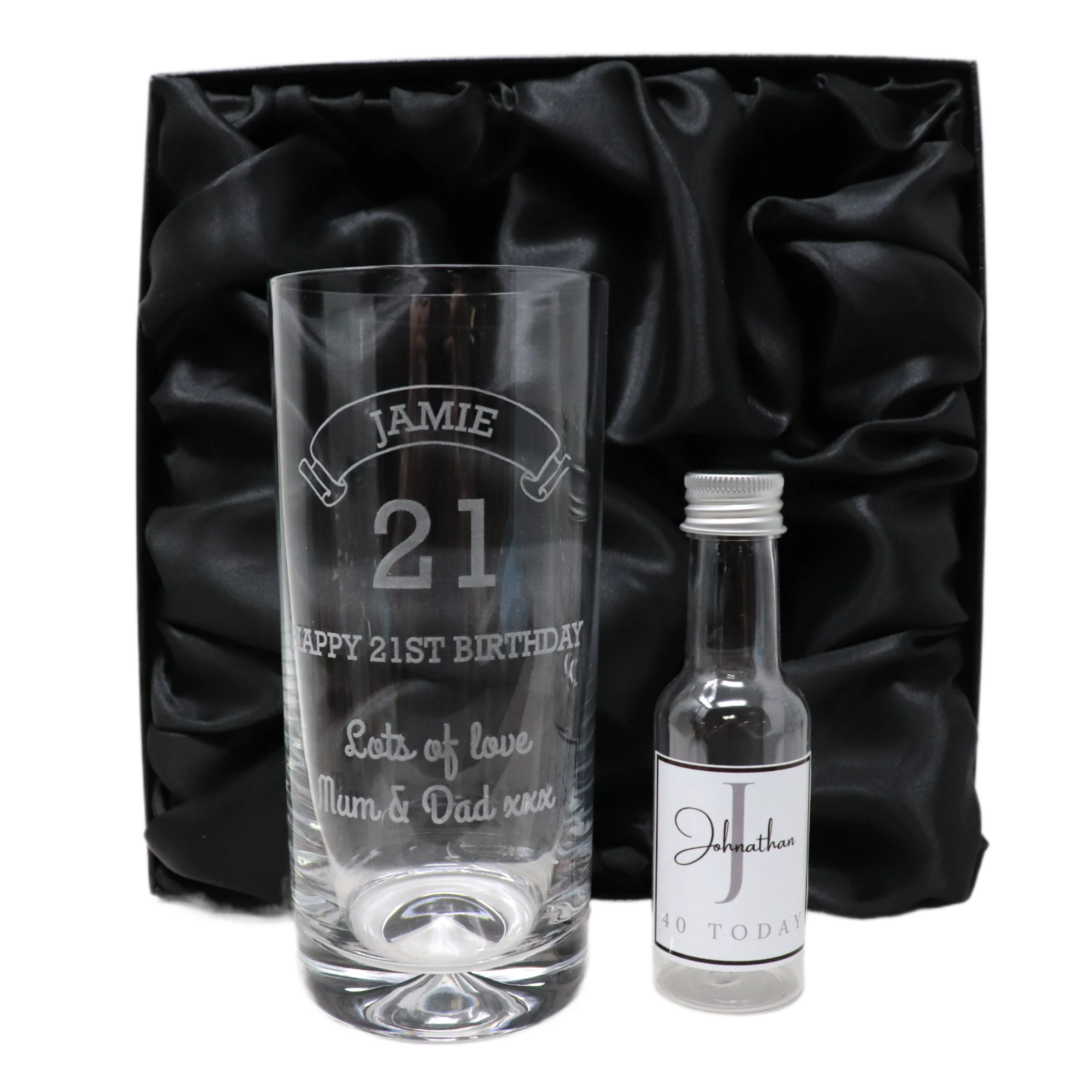 Personalised Birthday Age Highball Glass & Initial Miniature Alcohol Bottle - Image 7