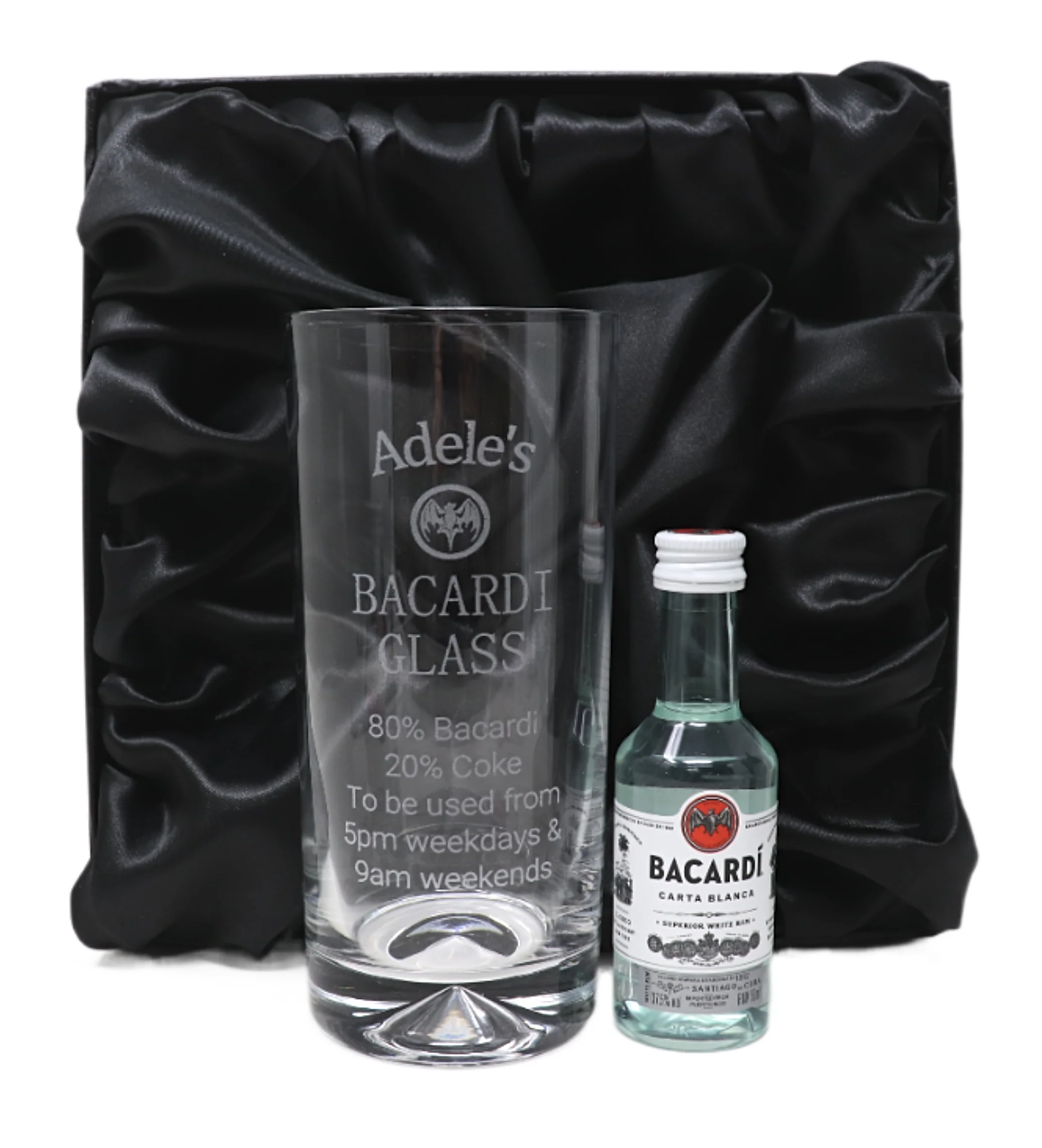Personalised Highball Glass & Miniature - Bacardi % Design - Image 2