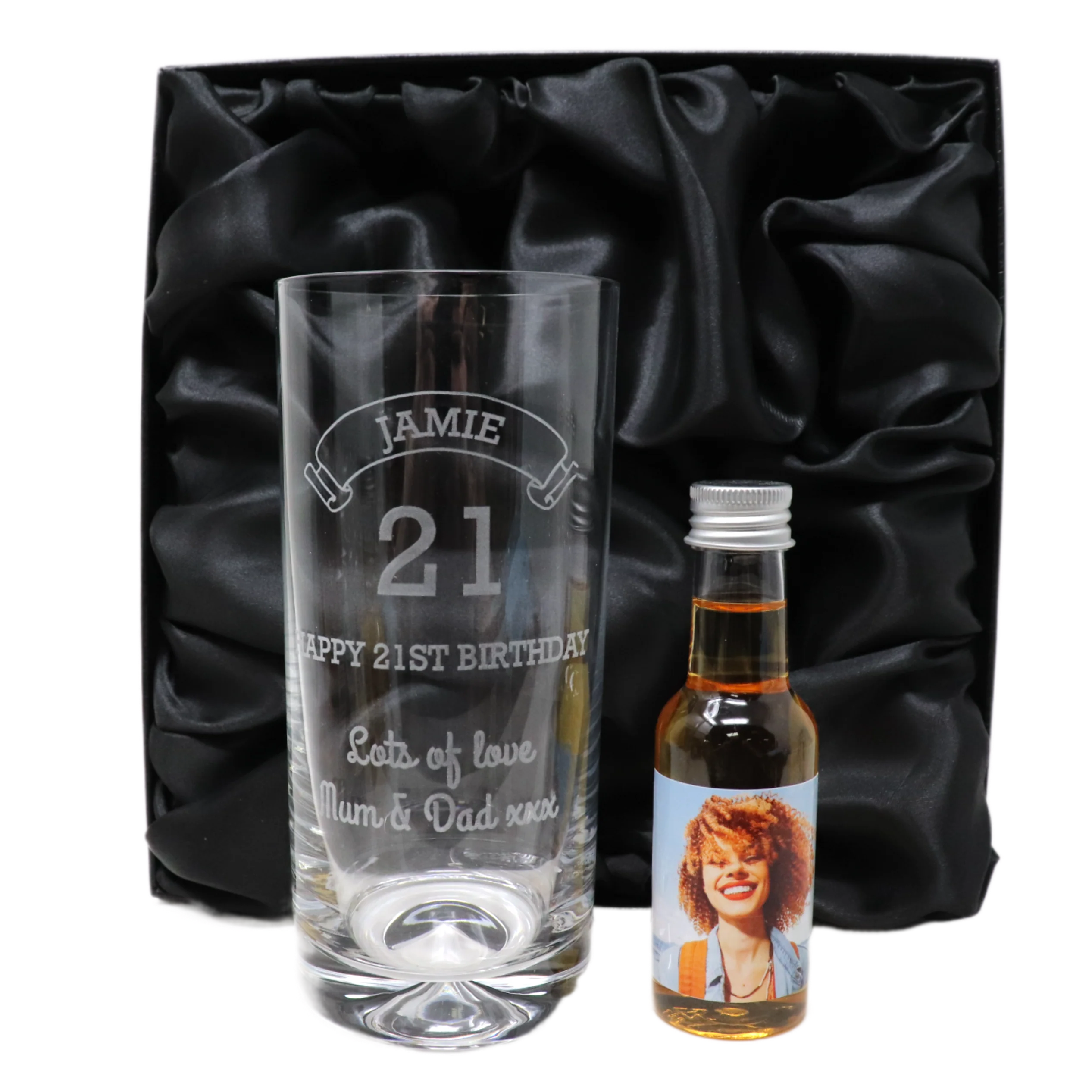 Personalised Birthday Age Highball Glass & Photo Miniature Alcohol Bottle - Image 6